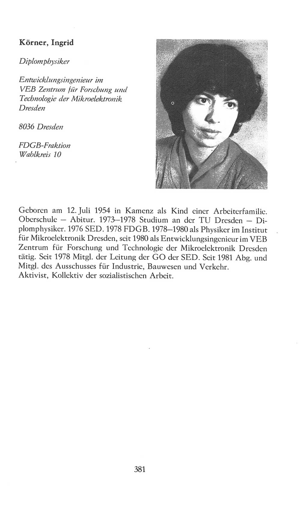 Volkskammer (VK) der Deutschen Demokratischen Republik (DDR), 8. Wahlperiode 1981-1986, Seite 381 (VK. DDR 8. WP. 1981-1986, S. 381)