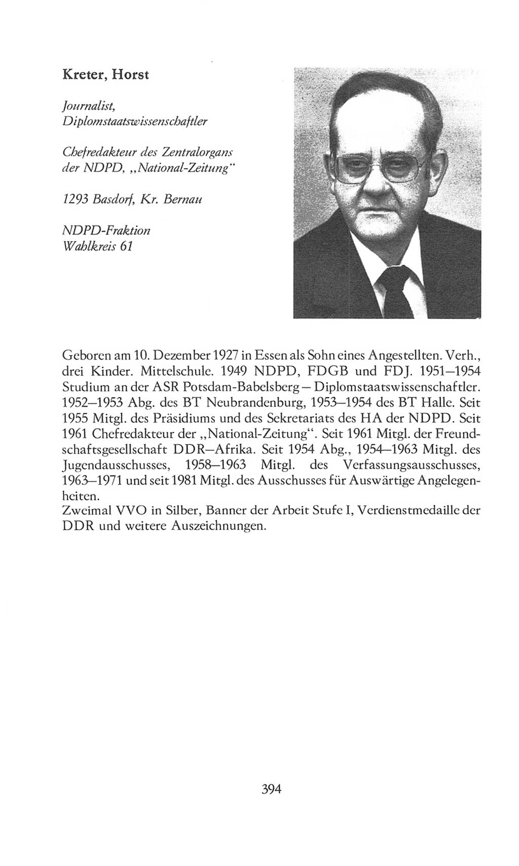 Volkskammer (VK) der Deutschen Demokratischen Republik (DDR), 8. Wahlperiode 1981-1986, Seite 394 (VK. DDR 8. WP. 1981-1986, S. 394)