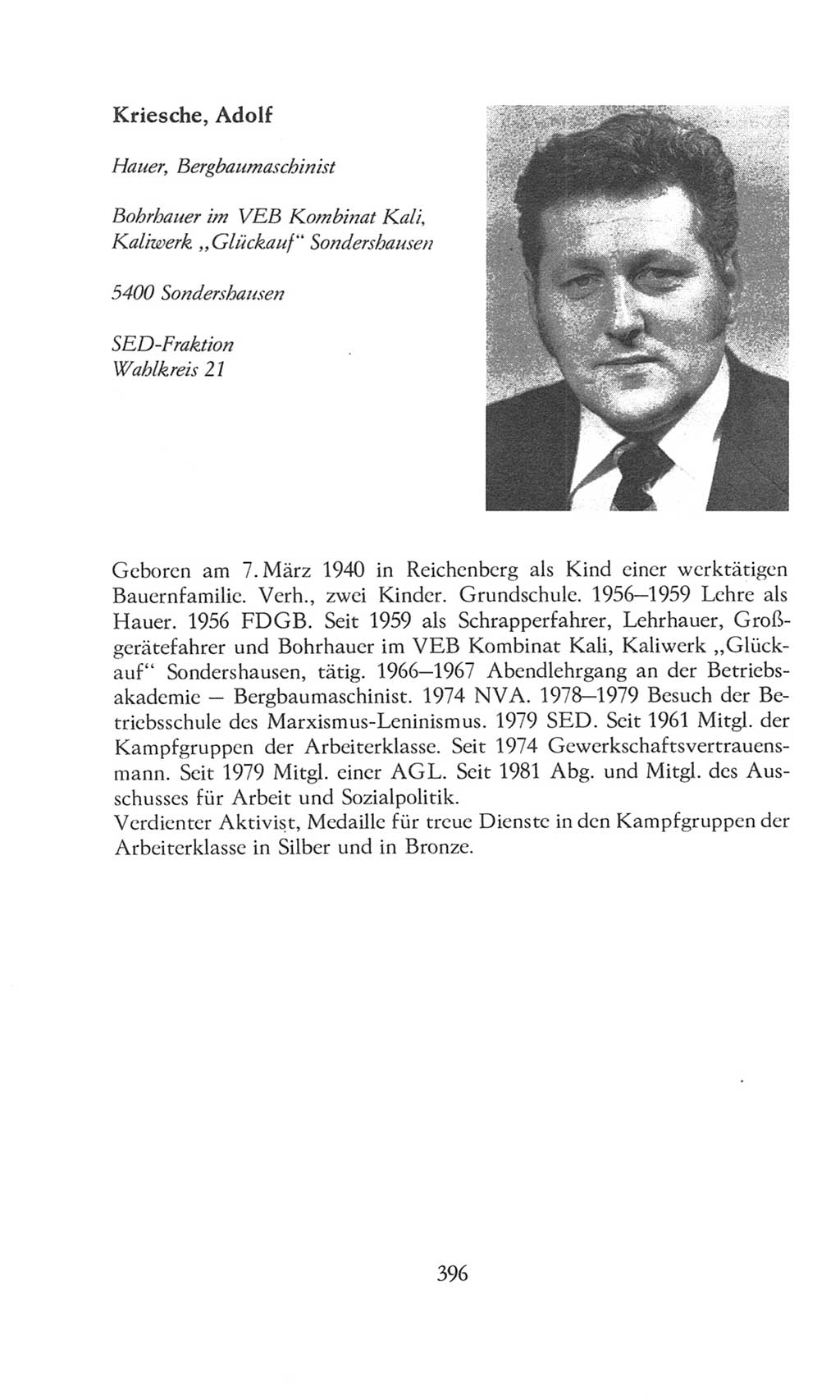 Volkskammer (VK) der Deutschen Demokratischen Republik (DDR), 8. Wahlperiode 1981-1986, Seite 396 (VK. DDR 8. WP. 1981-1986, S. 396)