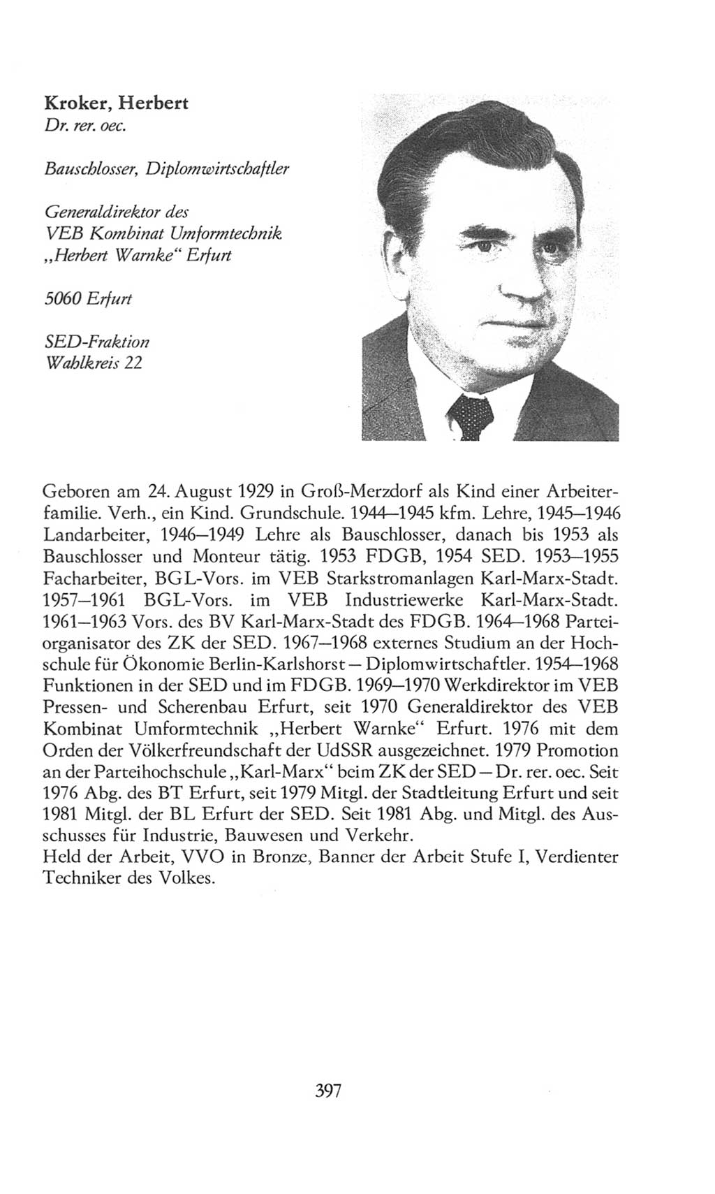 Volkskammer (VK) der Deutschen Demokratischen Republik (DDR), 8. Wahlperiode 1981-1986, Seite 397 (VK. DDR 8. WP. 1981-1986, S. 397)