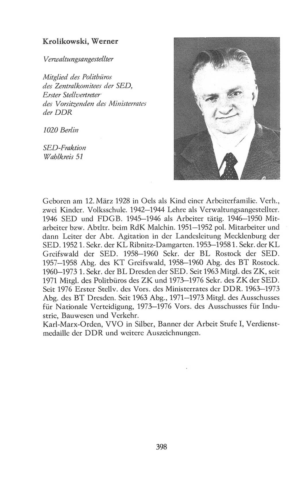 Volkskammer (VK) der Deutschen Demokratischen Republik (DDR), 8. Wahlperiode 1981-1986, Seite 398 (VK. DDR 8. WP. 1981-1986, S. 398)