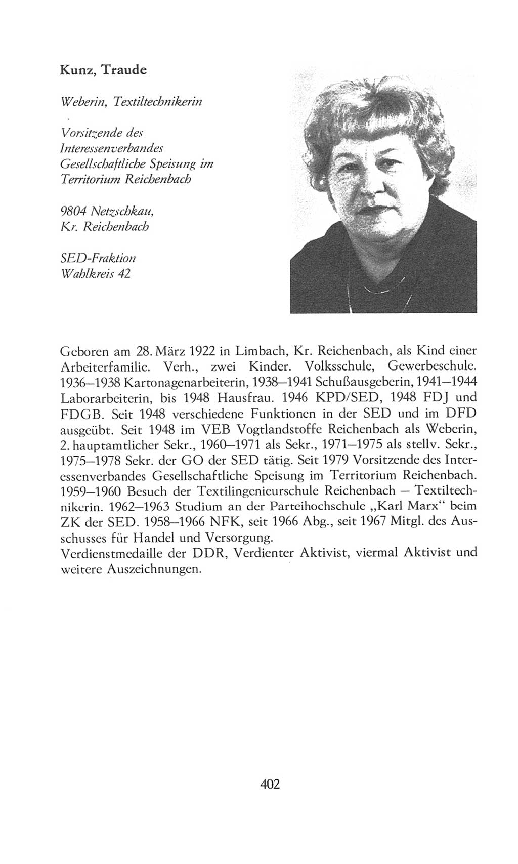 Volkskammer (VK) der Deutschen Demokratischen Republik (DDR), 8. Wahlperiode 1981-1986, Seite 402 (VK. DDR 8. WP. 1981-1986, S. 402)