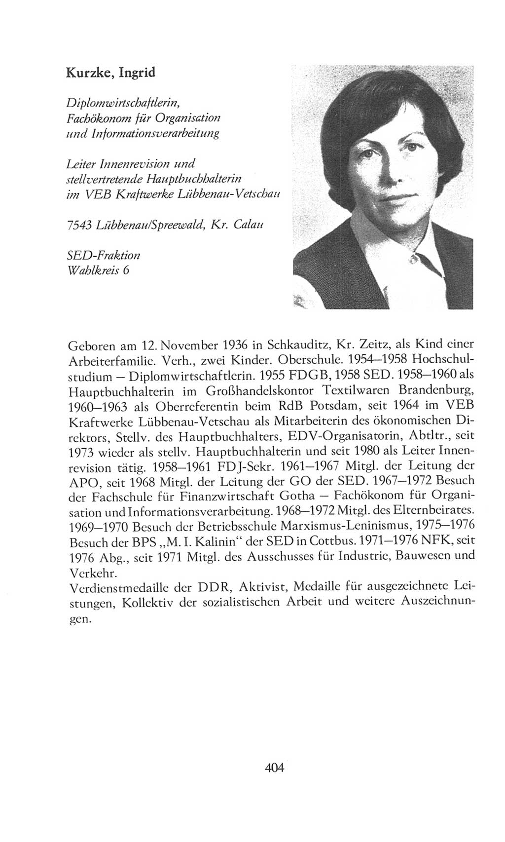 Volkskammer (VK) der Deutschen Demokratischen Republik (DDR), 8. Wahlperiode 1981-1986, Seite 404 (VK. DDR 8. WP. 1981-1986, S. 404)