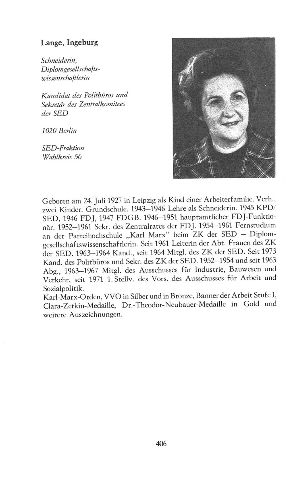 Volkskammer (VK) der Deutschen Demokratischen Republik (DDR), 8. Wahlperiode 1981-1986, Seite 406 (VK. DDR 8. WP. 1981-1986, S. 406)