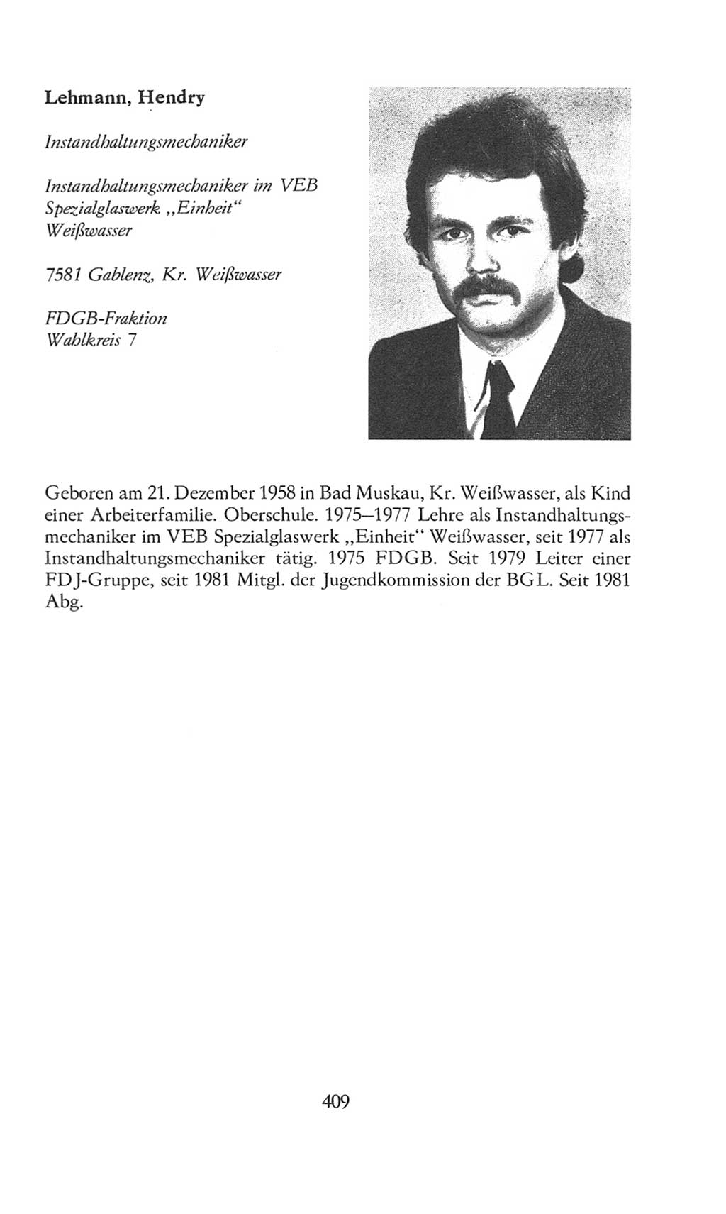 Volkskammer (VK) der Deutschen Demokratischen Republik (DDR), 8. Wahlperiode 1981-1986, Seite 409 (VK. DDR 8. WP. 1981-1986, S. 409)