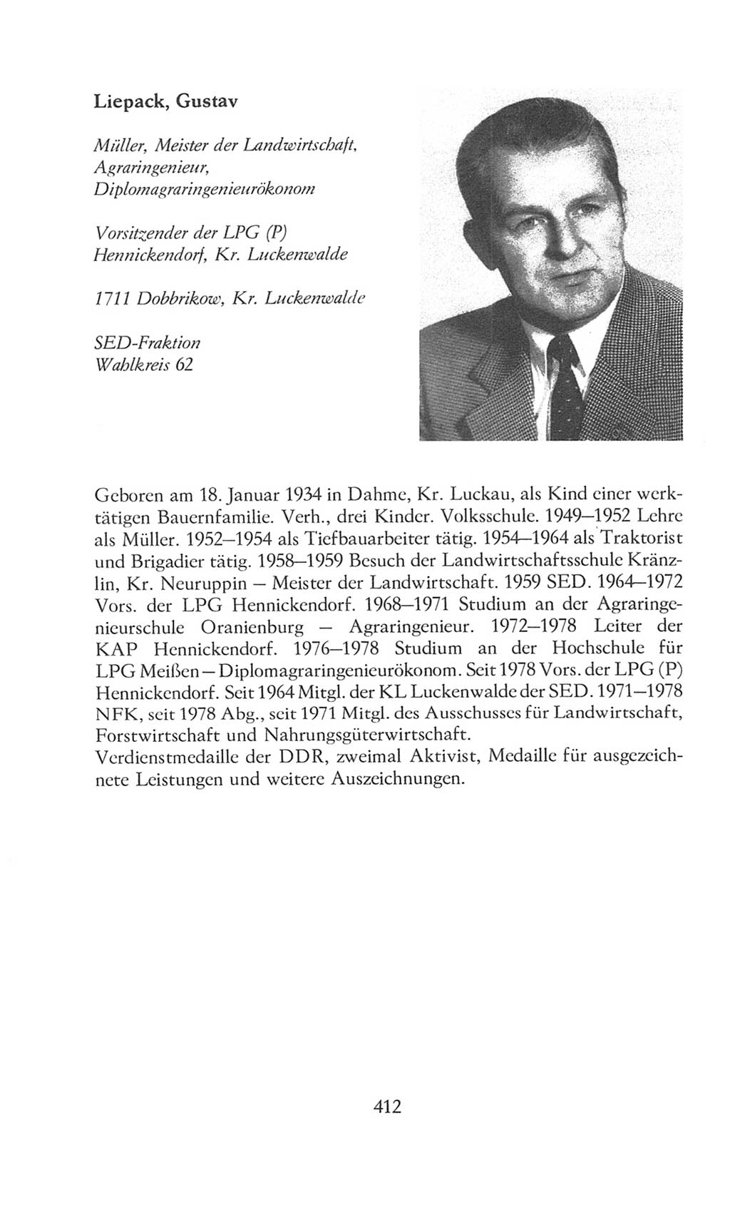 Volkskammer (VK) der Deutschen Demokratischen Republik (DDR), 8. Wahlperiode 1981-1986, Seite 412 (VK. DDR 8. WP. 1981-1986, S. 412)