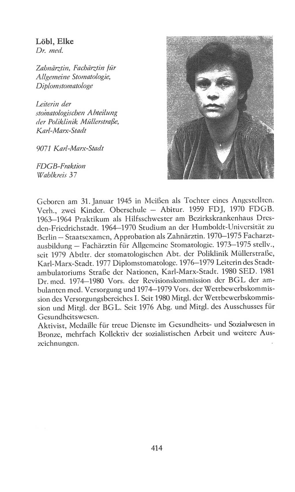 Volkskammer (VK) der Deutschen Demokratischen Republik (DDR), 8. Wahlperiode 1981-1986, Seite 414 (VK. DDR 8. WP. 1981-1986, S. 414)