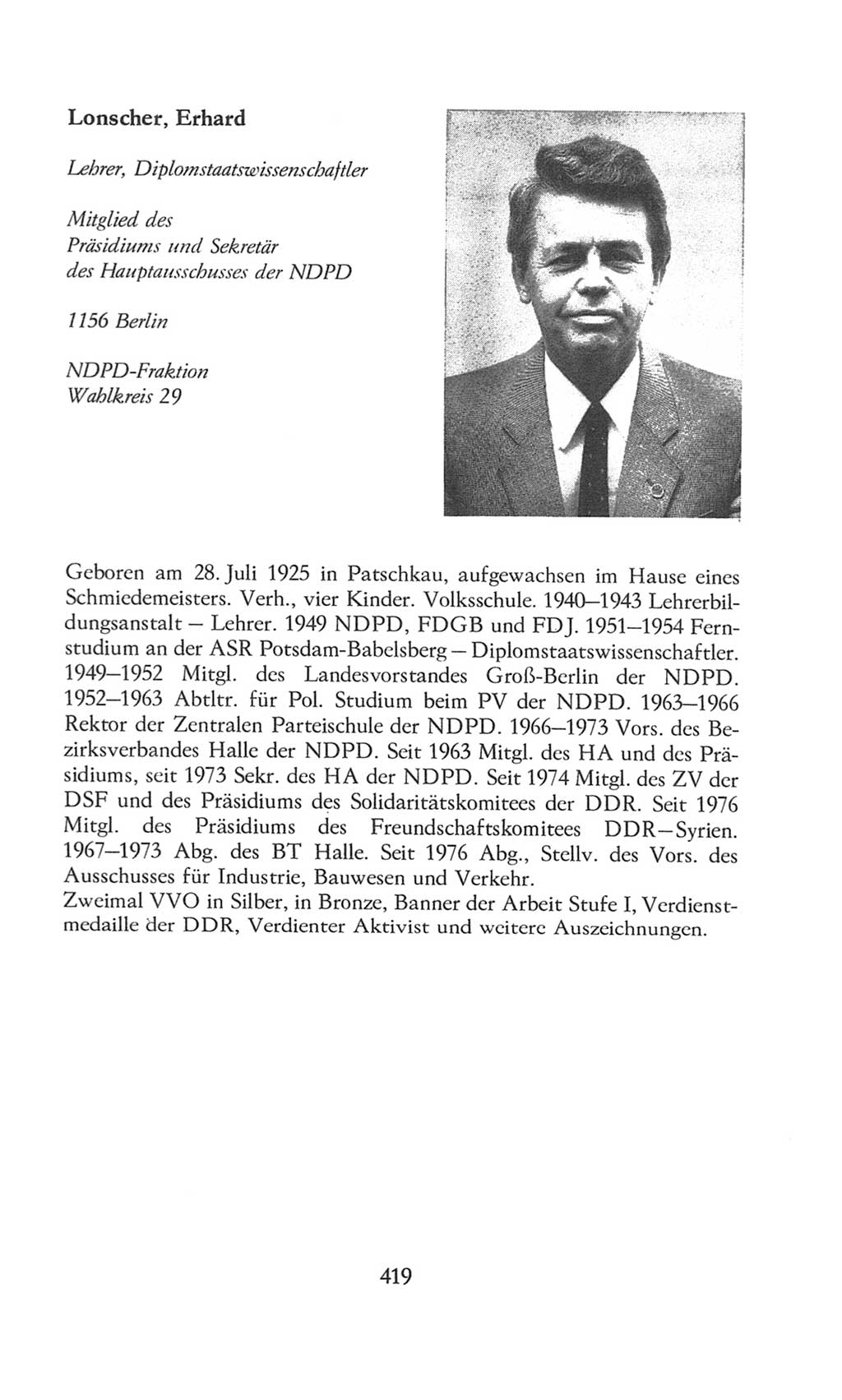 Volkskammer (VK) der Deutschen Demokratischen Republik (DDR), 8. Wahlperiode 1981-1986, Seite 419 (VK. DDR 8. WP. 1981-1986, S. 419)