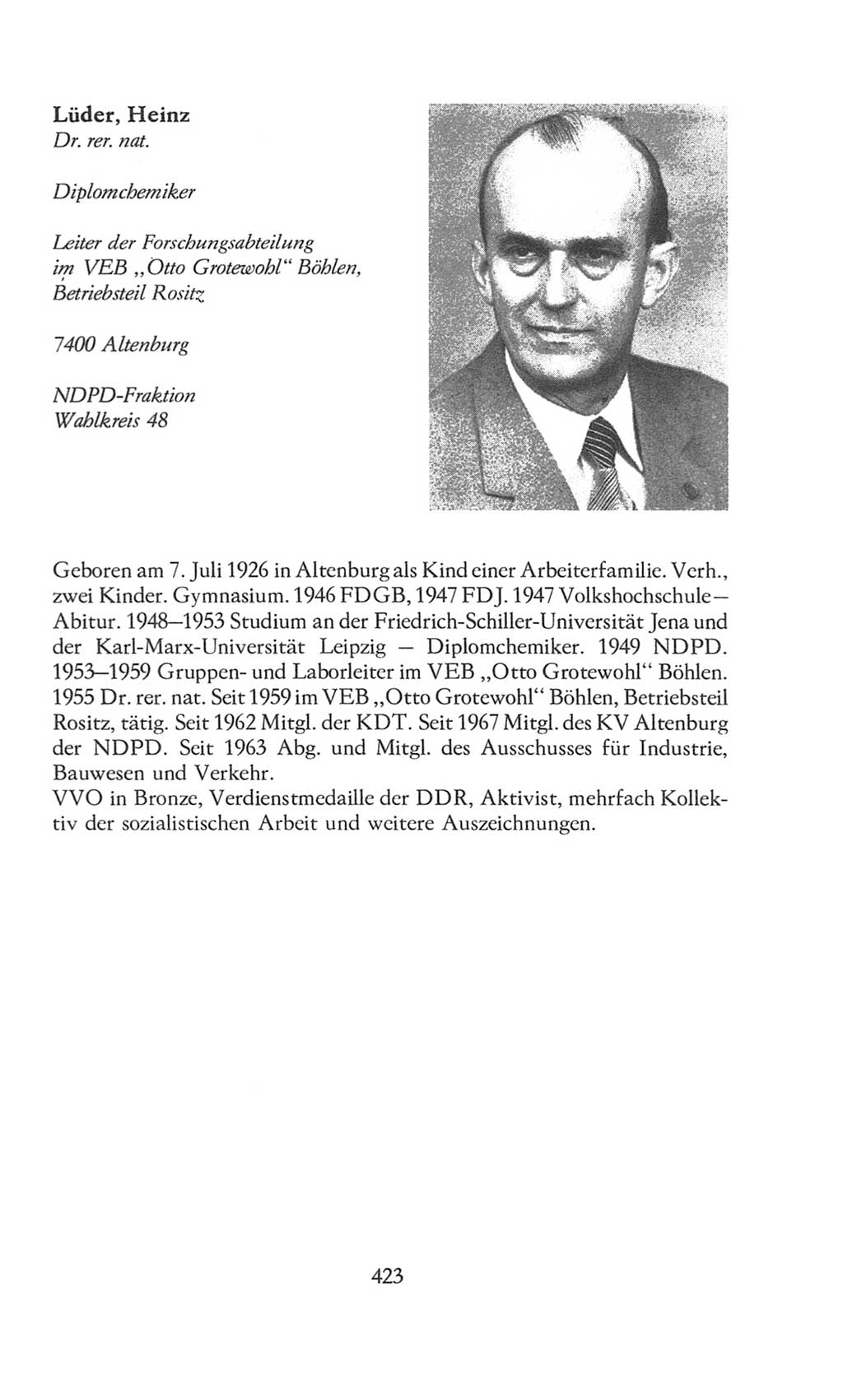 Volkskammer (VK) der Deutschen Demokratischen Republik (DDR), 8. Wahlperiode 1981-1986, Seite 423 (VK. DDR 8. WP. 1981-1986, S. 423)