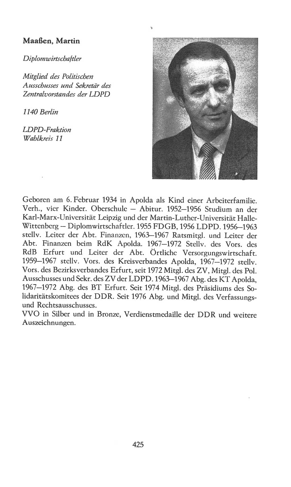 Volkskammer (VK) der Deutschen Demokratischen Republik (DDR), 8. Wahlperiode 1981-1986, Seite 425 (VK. DDR 8. WP. 1981-1986, S. 425)