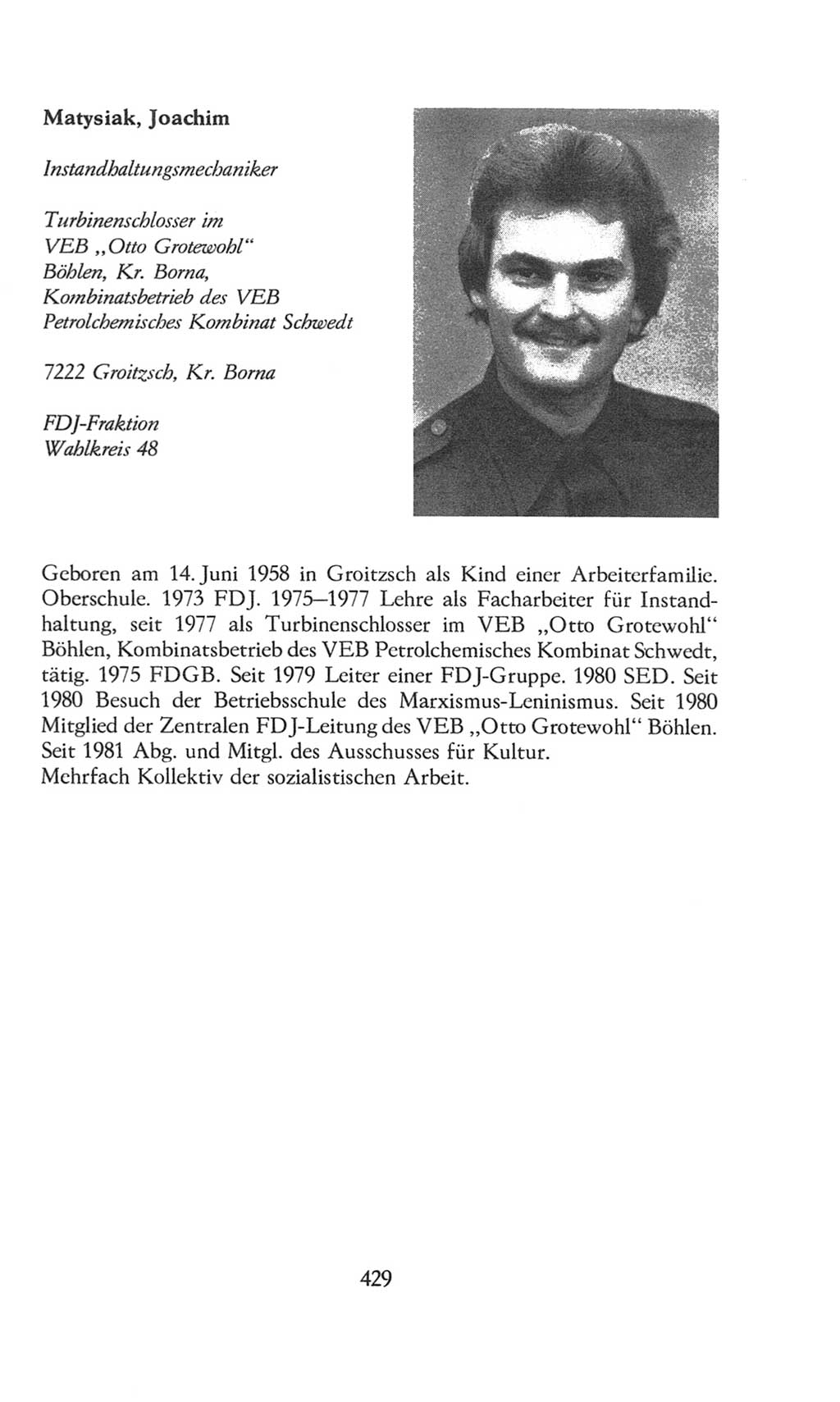 Volkskammer (VK) der Deutschen Demokratischen Republik (DDR), 8. Wahlperiode 1981-1986, Seite 429 (VK. DDR 8. WP. 1981-1986, S. 429)