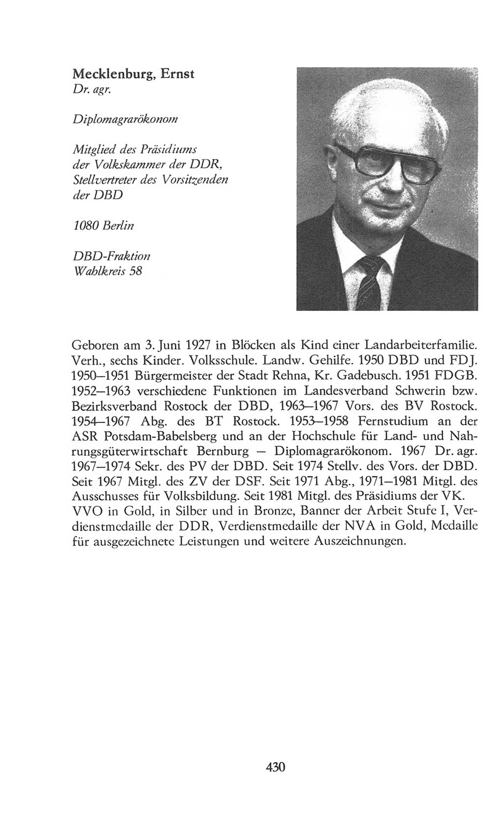 Volkskammer (VK) der Deutschen Demokratischen Republik (DDR), 8. Wahlperiode 1981-1986, Seite 430 (VK. DDR 8. WP. 1981-1986, S. 430)