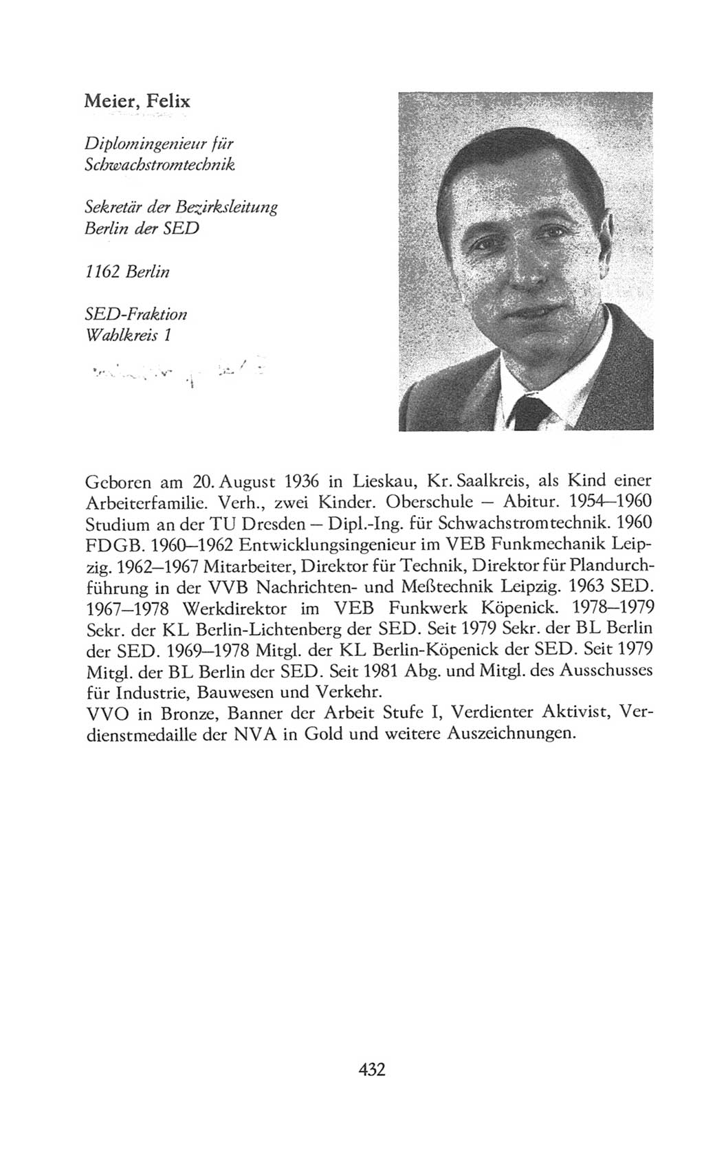 Volkskammer (VK) der Deutschen Demokratischen Republik (DDR), 8. Wahlperiode 1981-1986, Seite 432 (VK. DDR 8. WP. 1981-1986, S. 432)