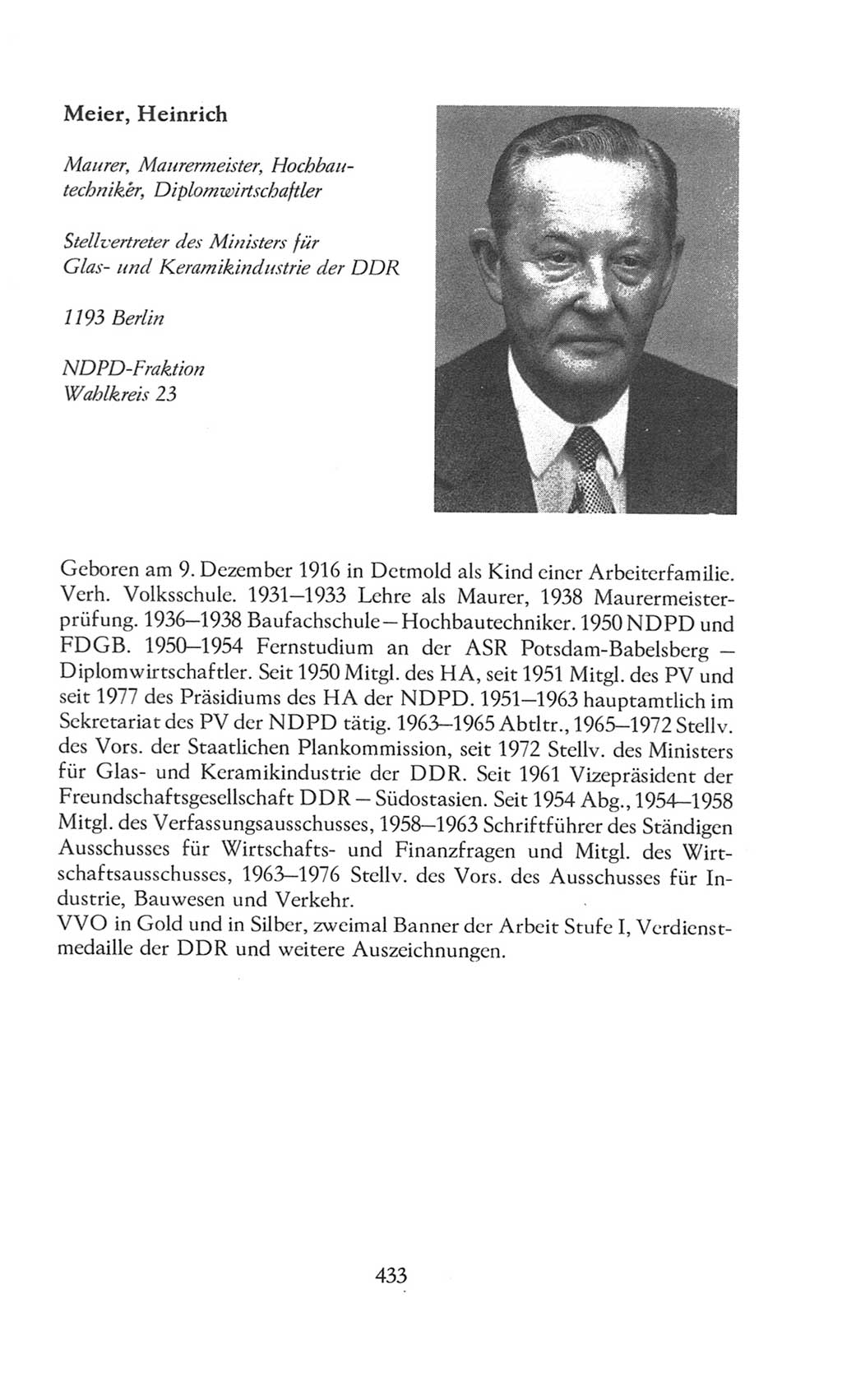 Volkskammer (VK) der Deutschen Demokratischen Republik (DDR), 8. Wahlperiode 1981-1986, Seite 433 (VK. DDR 8. WP. 1981-1986, S. 433)