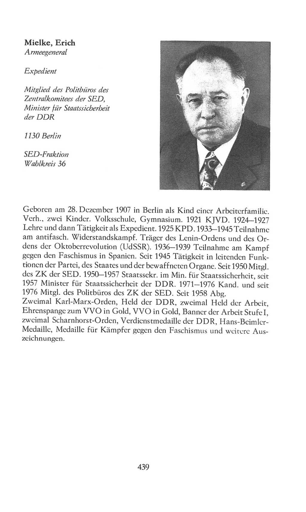 Volkskammer (VK) der Deutschen Demokratischen Republik (DDR), 8. Wahlperiode 1981-1986, Seite 439 (VK. DDR 8. WP. 1981-1986, S. 439)