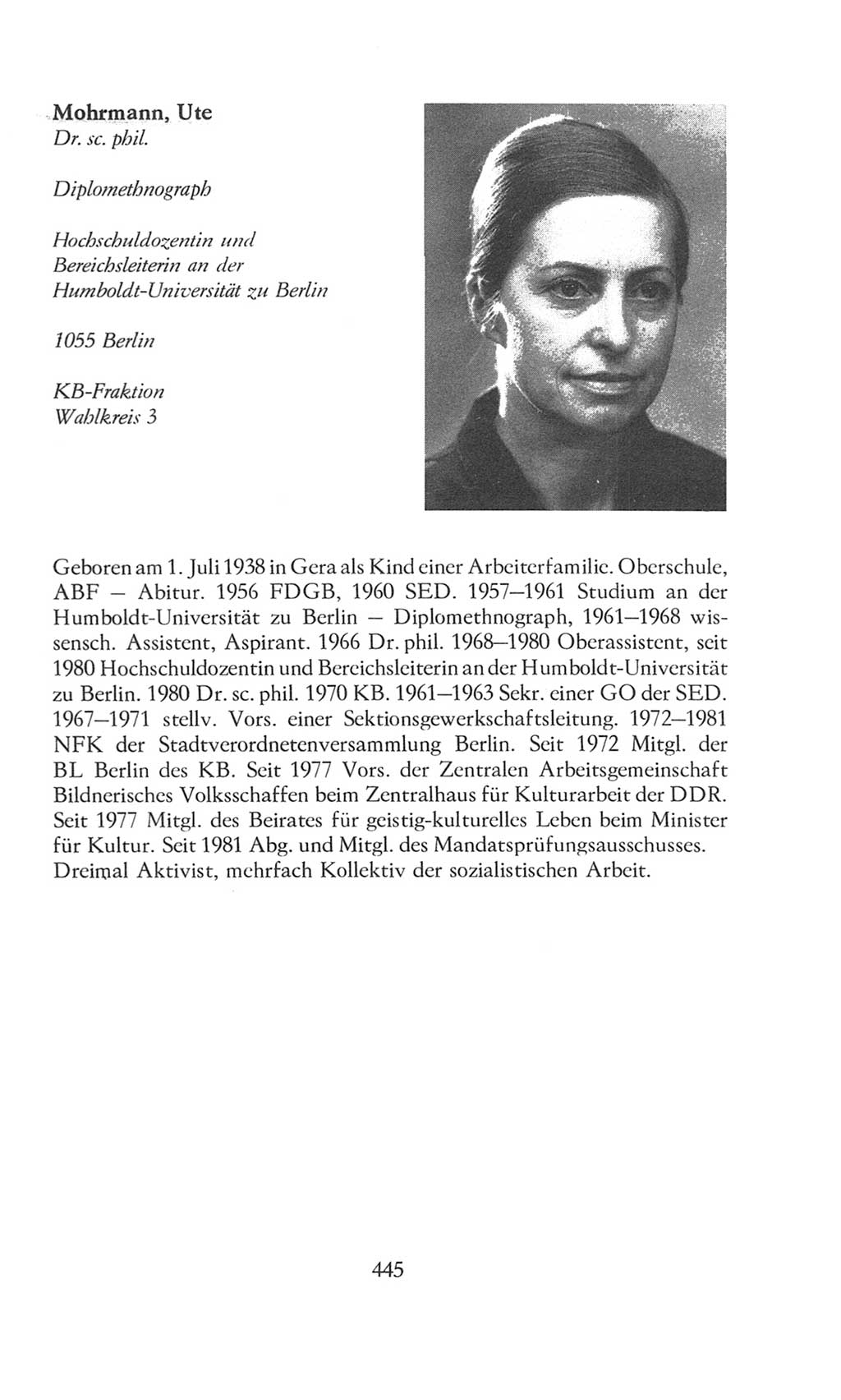 Volkskammer (VK) der Deutschen Demokratischen Republik (DDR), 8. Wahlperiode 1981-1986, Seite 445 (VK. DDR 8. WP. 1981-1986, S. 445)