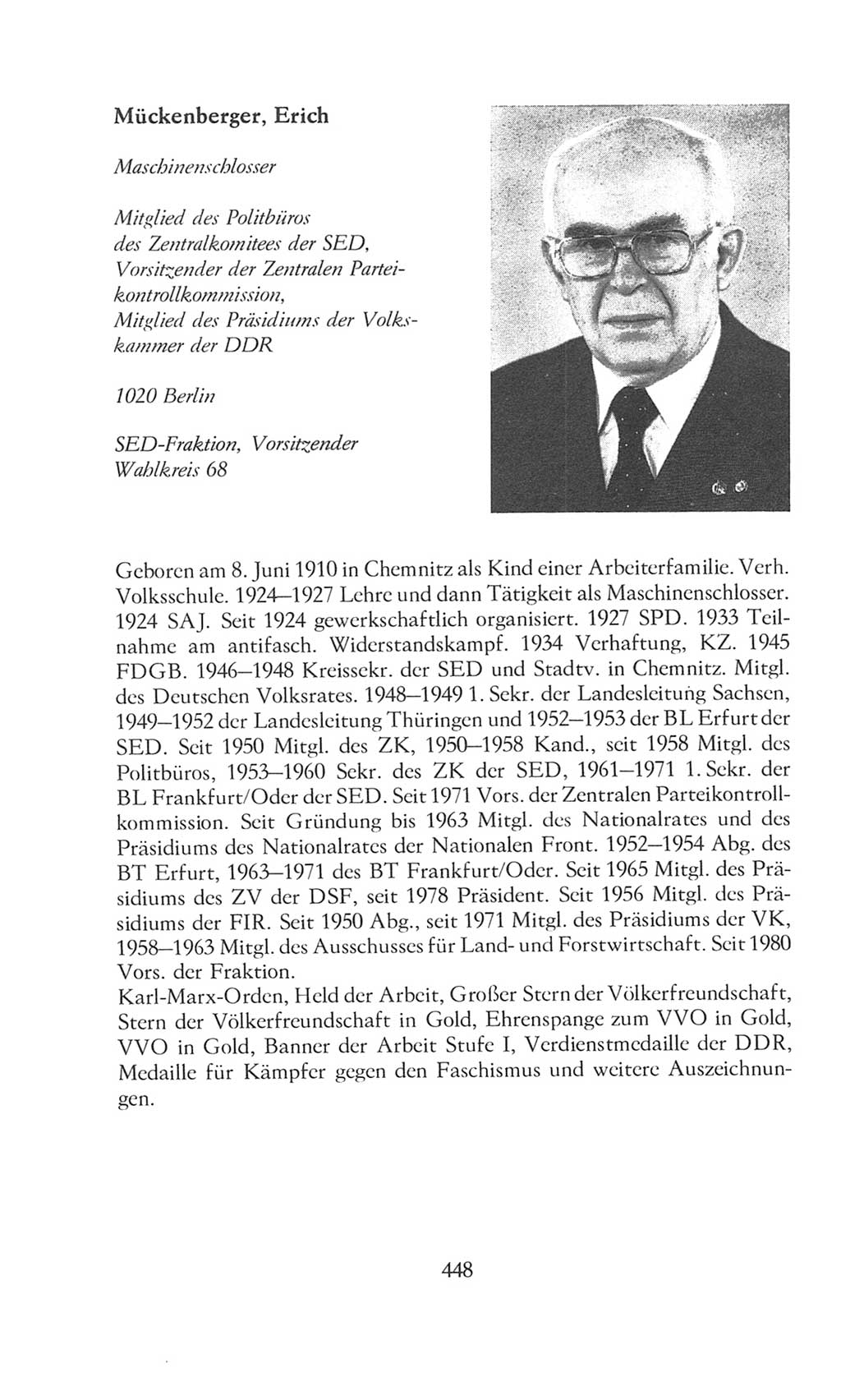 Volkskammer (VK) der Deutschen Demokratischen Republik (DDR), 8. Wahlperiode 1981-1986, Seite 448 (VK. DDR 8. WP. 1981-1986, S. 448)