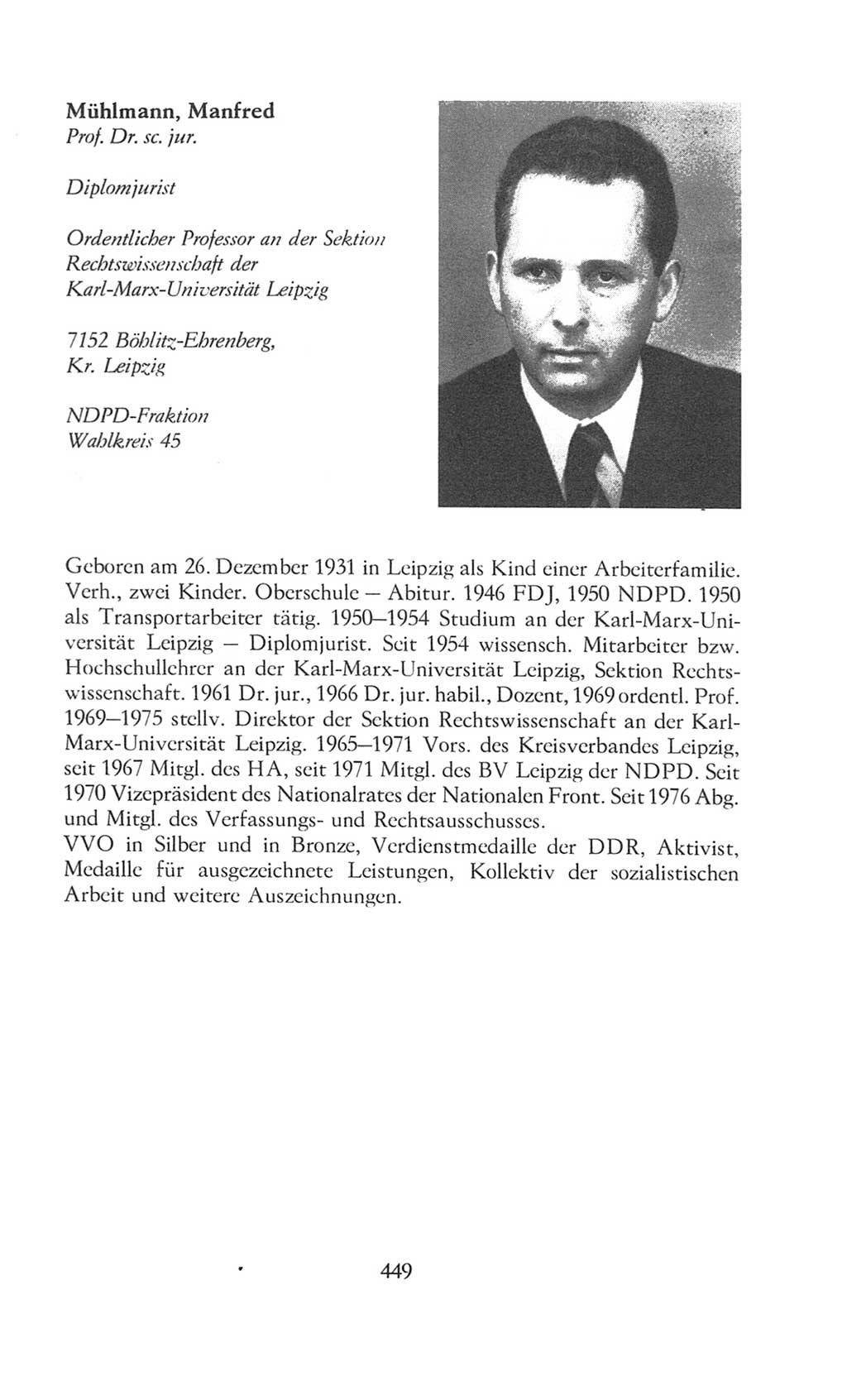 Volkskammer (VK) der Deutschen Demokratischen Republik (DDR), 8. Wahlperiode 1981-1986, Seite 449 (VK. DDR 8. WP. 1981-1986, S. 449)