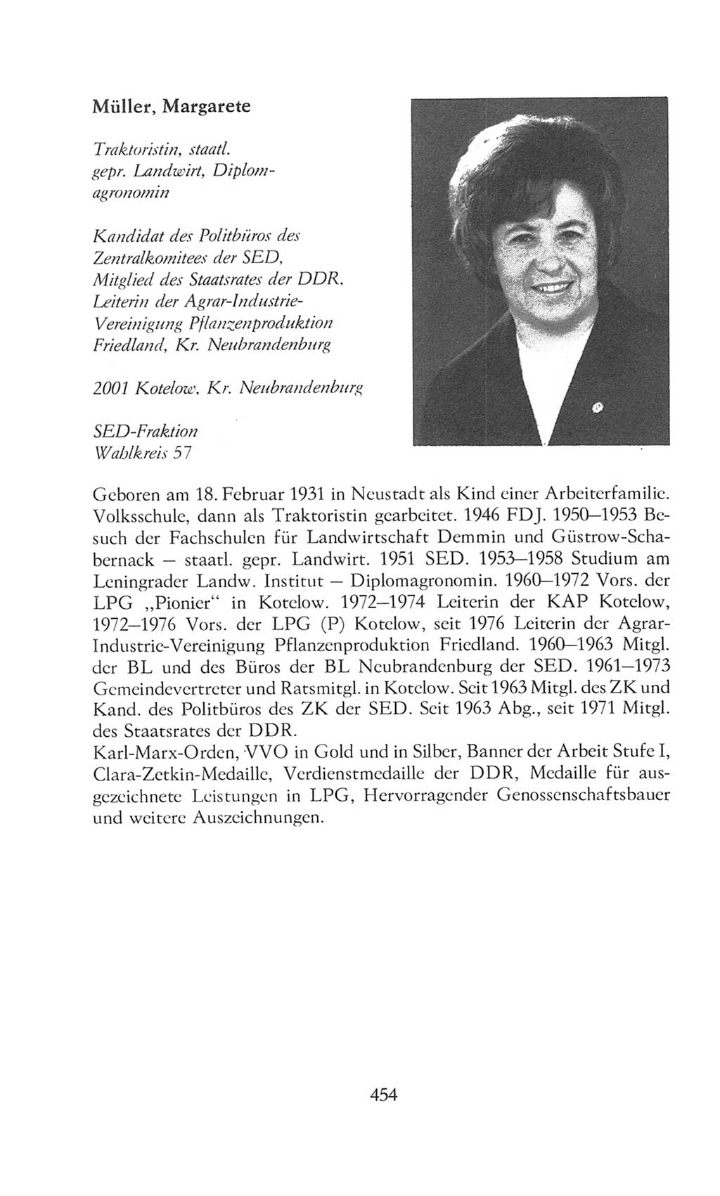Volkskammer (VK) der Deutschen Demokratischen Republik (DDR), 8. Wahlperiode 1981-1986, Seite 454 (VK. DDR 8. WP. 1981-1986, S. 454)