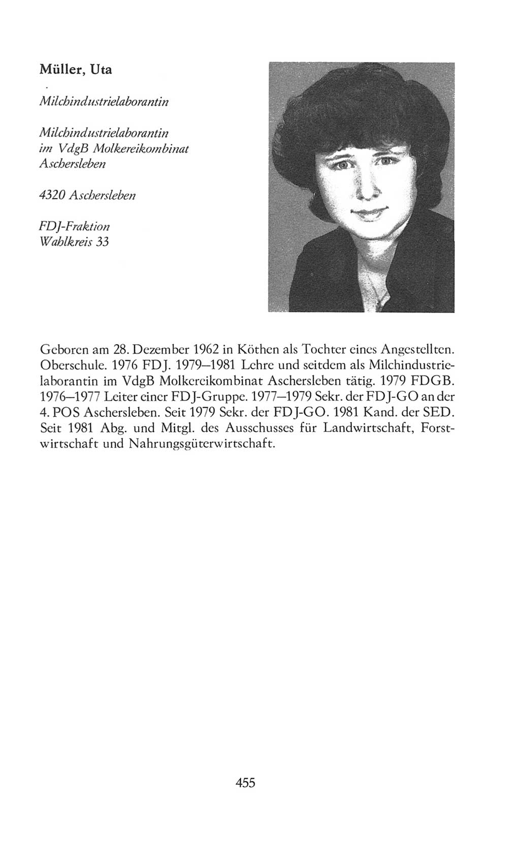 Volkskammer (VK) der Deutschen Demokratischen Republik (DDR), 8. Wahlperiode 1981-1986, Seite 455 (VK. DDR 8. WP. 1981-1986, S. 455)