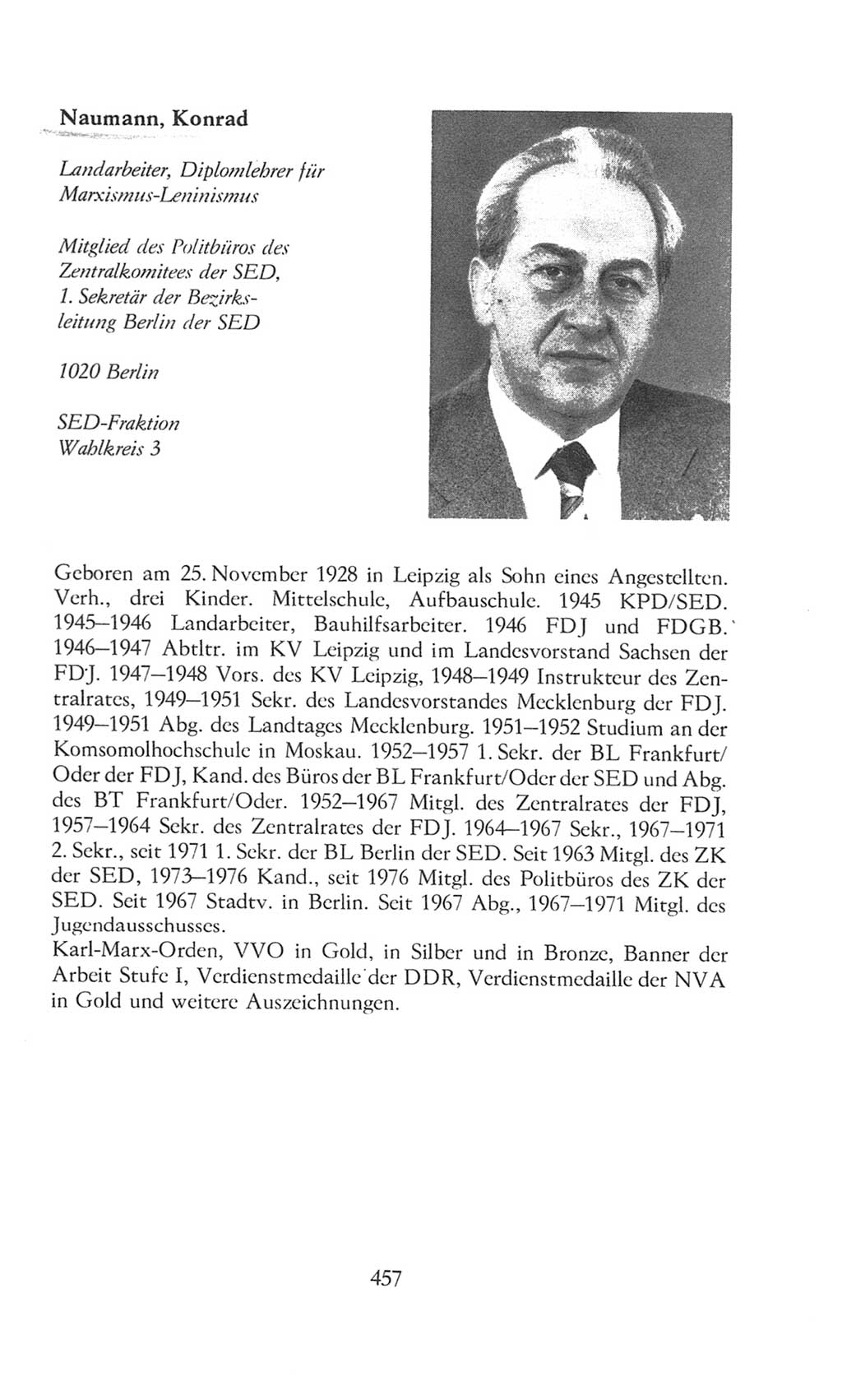 Volkskammer (VK) der Deutschen Demokratischen Republik (DDR), 8. Wahlperiode 1981-1986, Seite 457 (VK. DDR 8. WP. 1981-1986, S. 457)