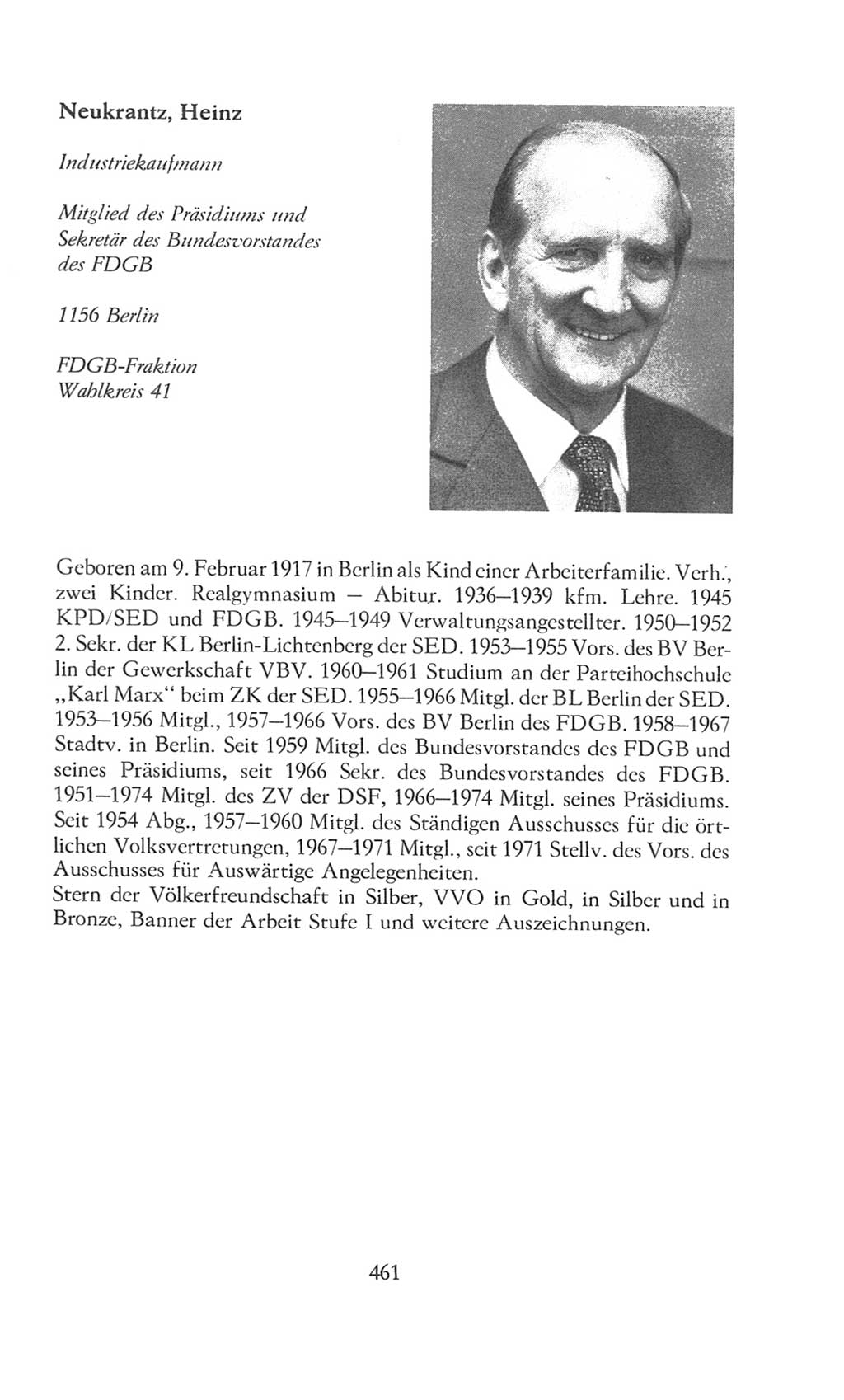 Volkskammer (VK) der Deutschen Demokratischen Republik (DDR), 8. Wahlperiode 1981-1986, Seite 461 (VK. DDR 8. WP. 1981-1986, S. 461)