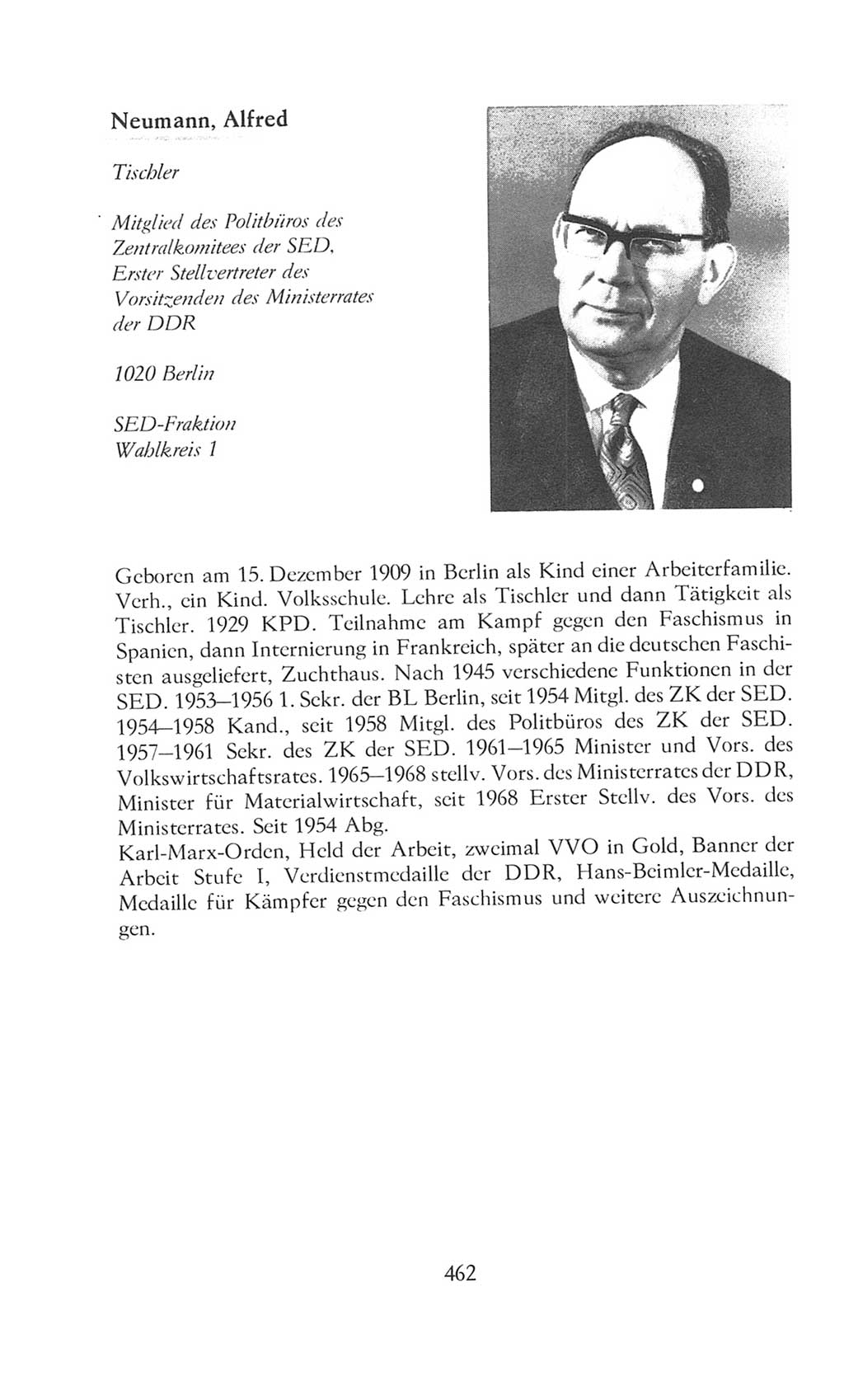 Volkskammer (VK) der Deutschen Demokratischen Republik (DDR), 8. Wahlperiode 1981-1986, Seite 462 (VK. DDR 8. WP. 1981-1986, S. 462)