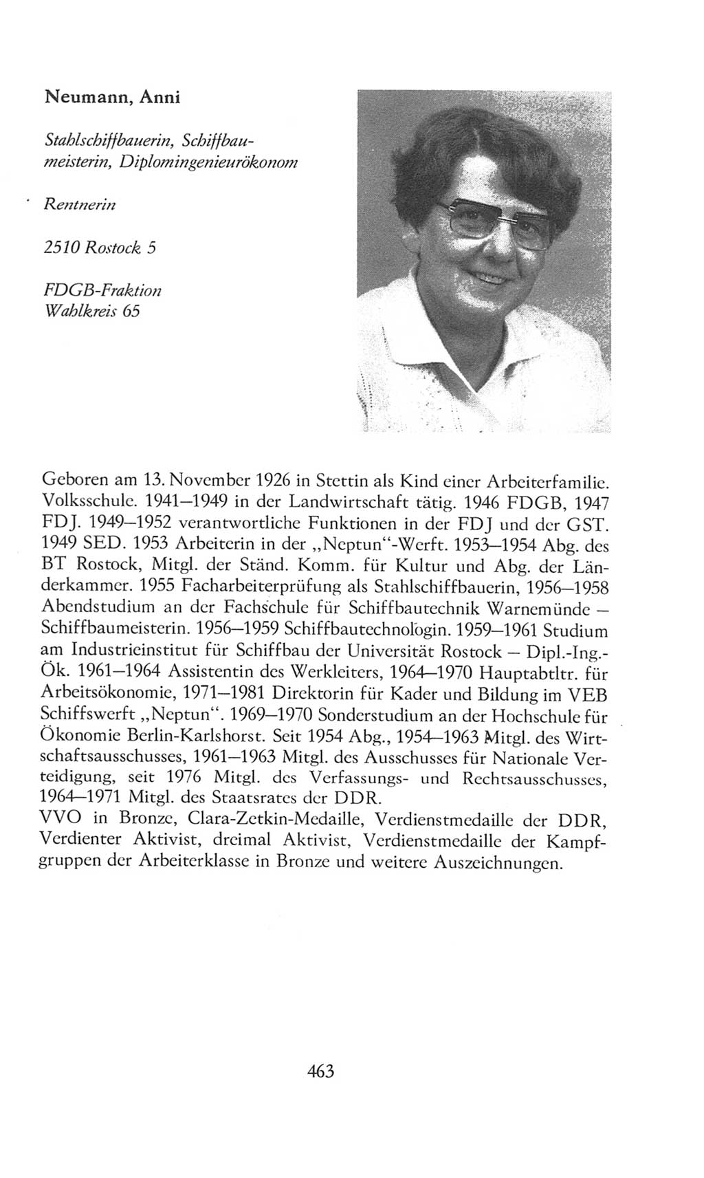 Volkskammer (VK) der Deutschen Demokratischen Republik (DDR), 8. Wahlperiode 1981-1986, Seite 463 (VK. DDR 8. WP. 1981-1986, S. 463)