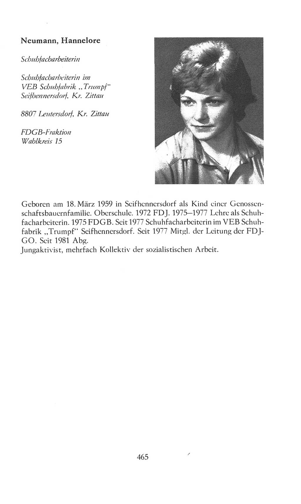 Volkskammer (VK) der Deutschen Demokratischen Republik (DDR), 8. Wahlperiode 1981-1986, Seite 465 (VK. DDR 8. WP. 1981-1986, S. 465)