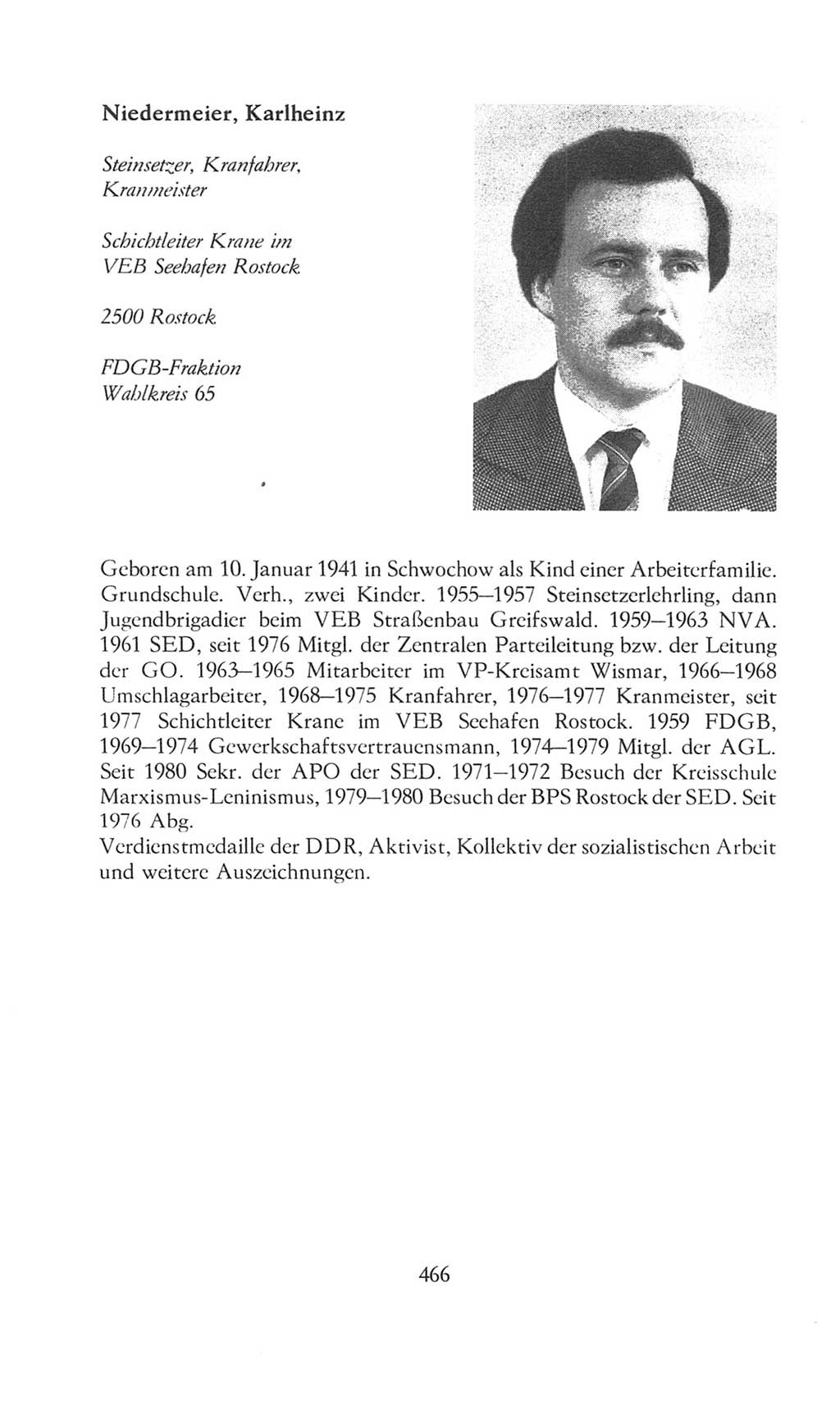 Volkskammer (VK) der Deutschen Demokratischen Republik (DDR), 8. Wahlperiode 1981-1986, Seite 466 (VK. DDR 8. WP. 1981-1986, S. 466)