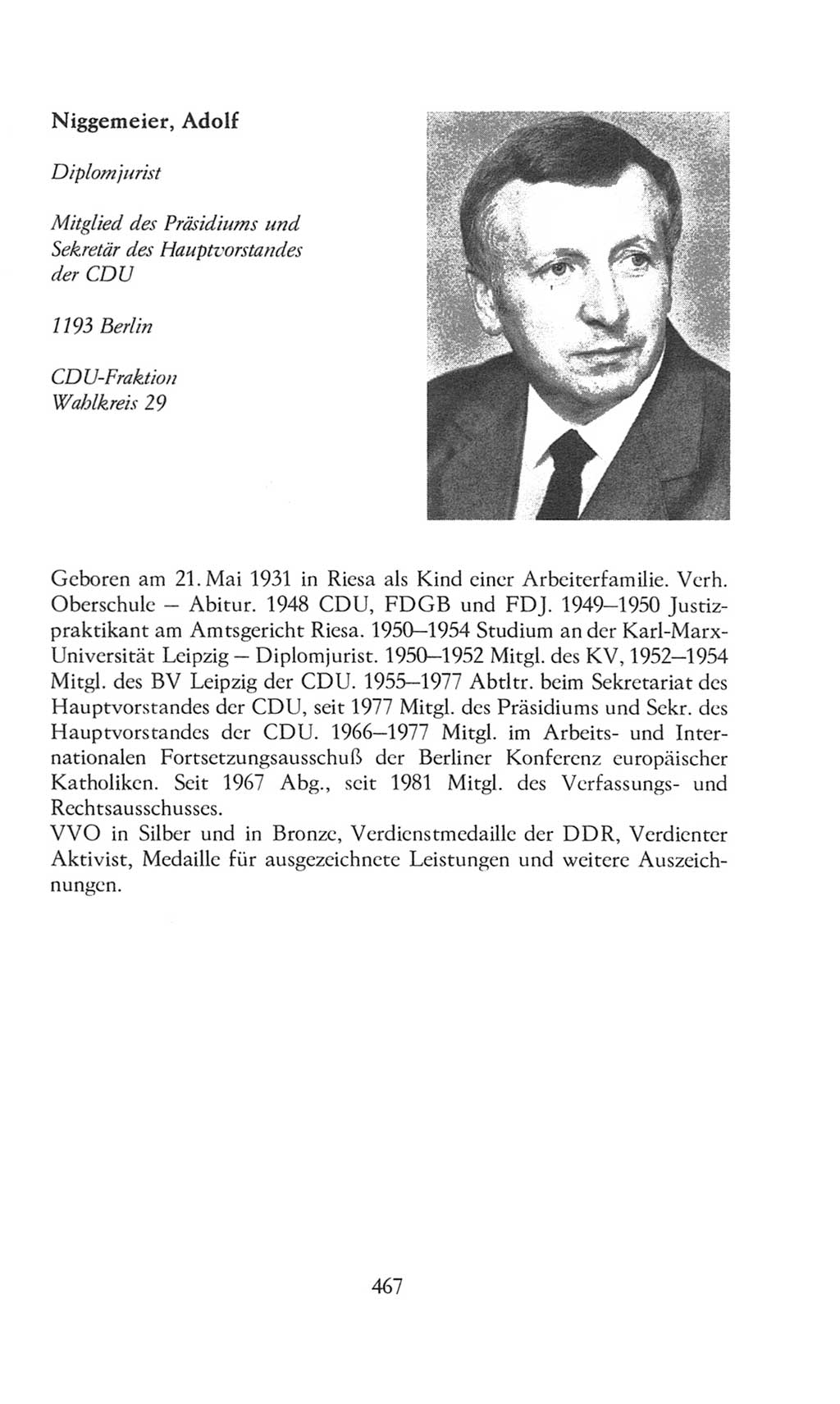 Volkskammer (VK) der Deutschen Demokratischen Republik (DDR), 8. Wahlperiode 1981-1986, Seite 467 (VK. DDR 8. WP. 1981-1986, S. 467)