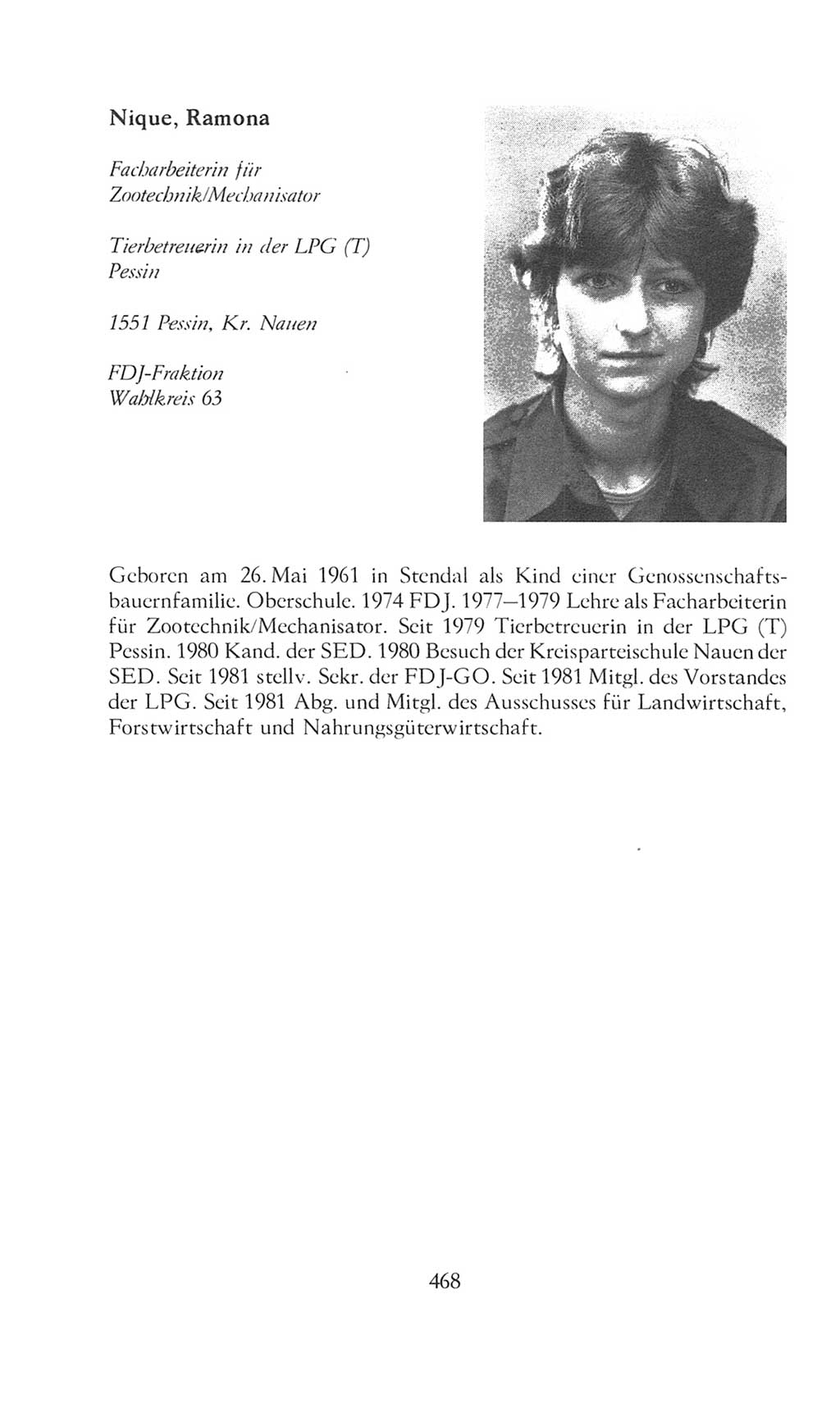 Volkskammer (VK) der Deutschen Demokratischen Republik (DDR), 8. Wahlperiode 1981-1986, Seite 468 (VK. DDR 8. WP. 1981-1986, S. 468)