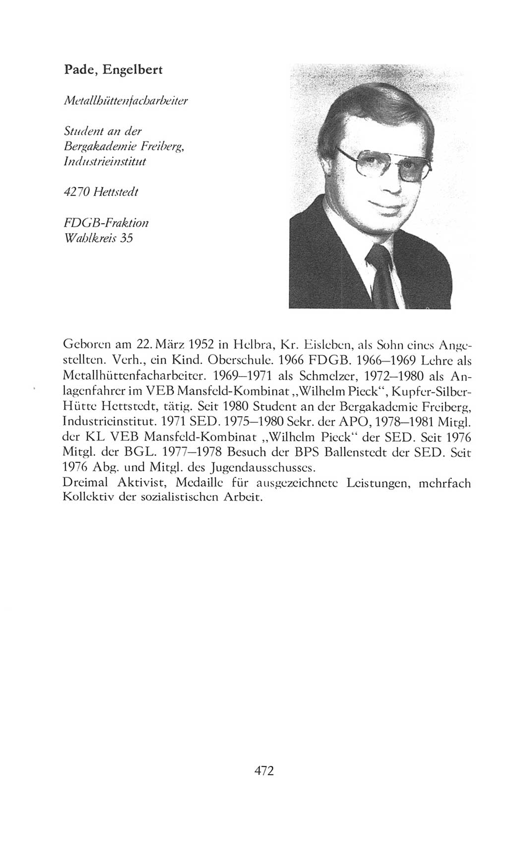 Volkskammer (VK) der Deutschen Demokratischen Republik (DDR), 8. Wahlperiode 1981-1986, Seite 472 (VK. DDR 8. WP. 1981-1986, S. 472)