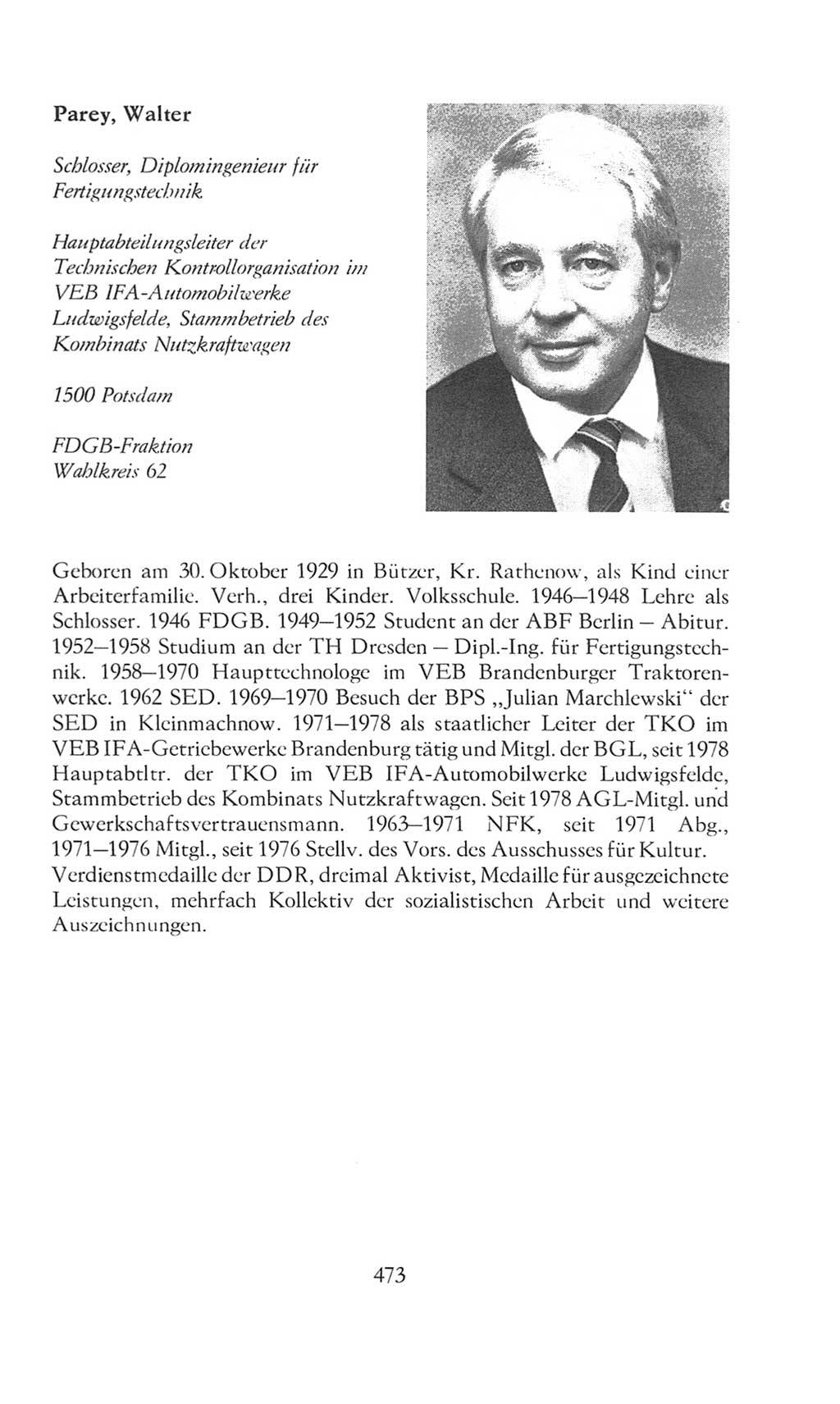 Volkskammer (VK) der Deutschen Demokratischen Republik (DDR), 8. Wahlperiode 1981-1986, Seite 473 (VK. DDR 8. WP. 1981-1986, S. 473)