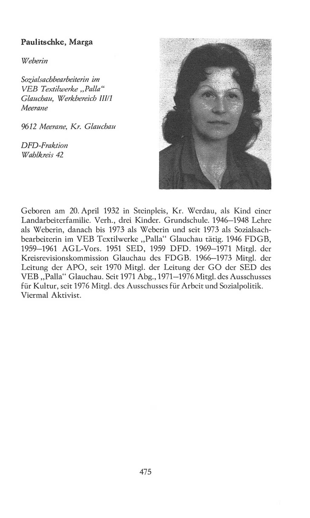 Volkskammer (VK) der Deutschen Demokratischen Republik (DDR), 8. Wahlperiode 1981-1986, Seite 475 (VK. DDR 8. WP. 1981-1986, S. 475)