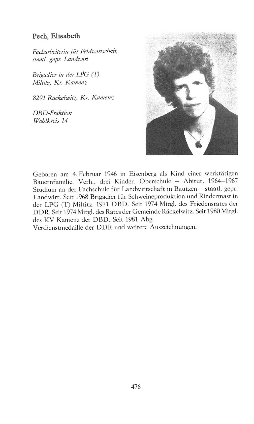 Volkskammer (VK) der Deutschen Demokratischen Republik (DDR), 8. Wahlperiode 1981-1986, Seite 476 (VK. DDR 8. WP. 1981-1986, S. 476)