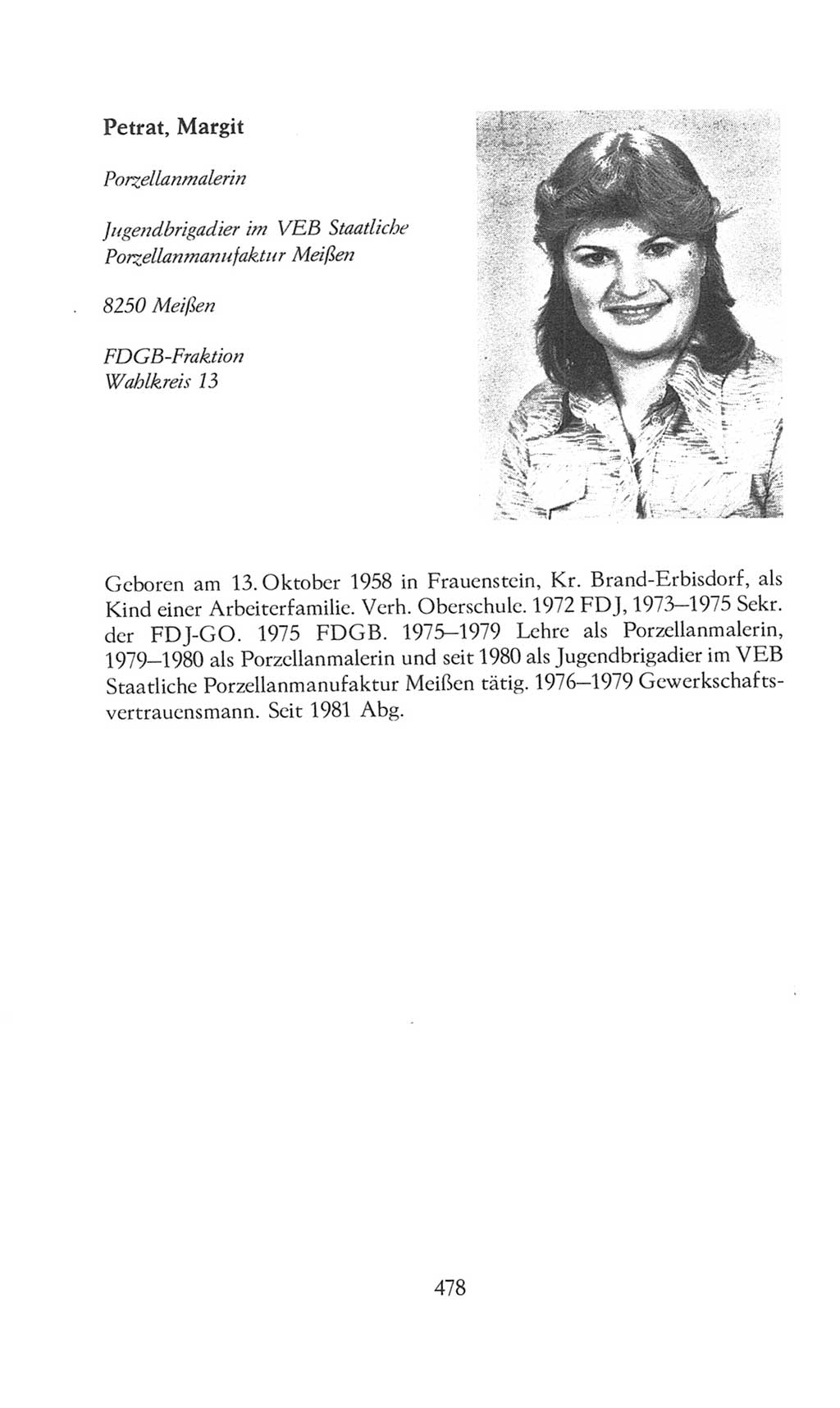 Volkskammer (VK) der Deutschen Demokratischen Republik (DDR), 8. Wahlperiode 1981-1986, Seite 478 (VK. DDR 8. WP. 1981-1986, S. 478)