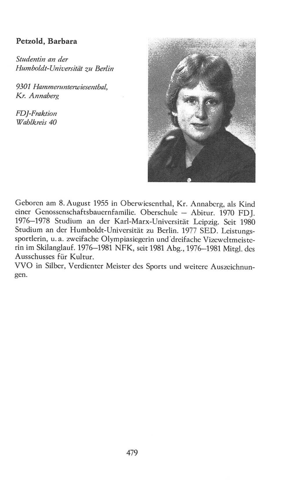 Volkskammer (VK) der Deutschen Demokratischen Republik (DDR), 8. Wahlperiode 1981-1986, Seite 479 (VK. DDR 8. WP. 1981-1986, S. 479)