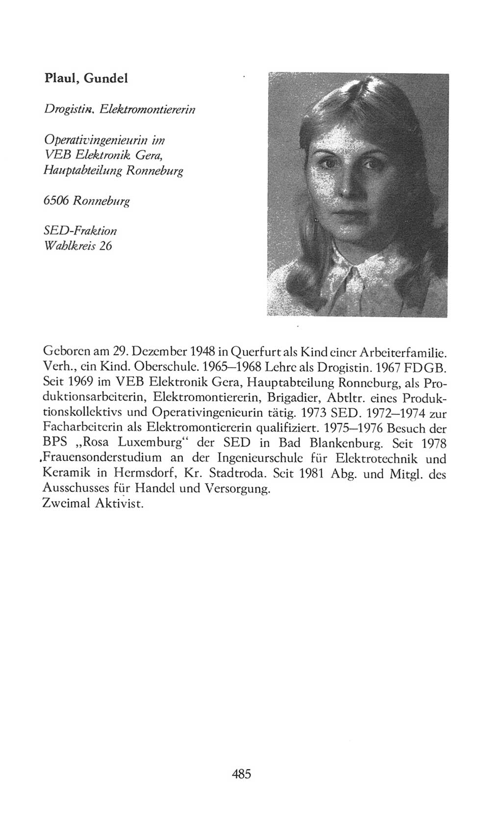 Volkskammer (VK) der Deutschen Demokratischen Republik (DDR), 8. Wahlperiode 1981-1986, Seite 485 (VK. DDR 8. WP. 1981-1986, S. 485)