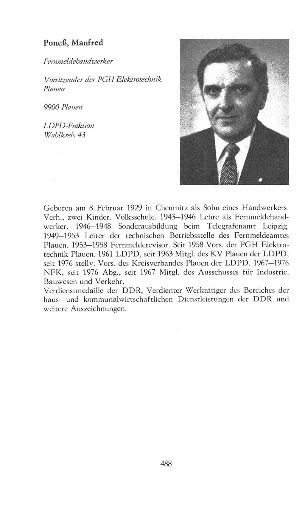 Volkskammer (VK) der Deutschen Demokratischen Republik (DDR), 8. Wahlperiode 1981-1986, Seite 488 (VK. DDR 8. WP. 1981-1986, S. 488)