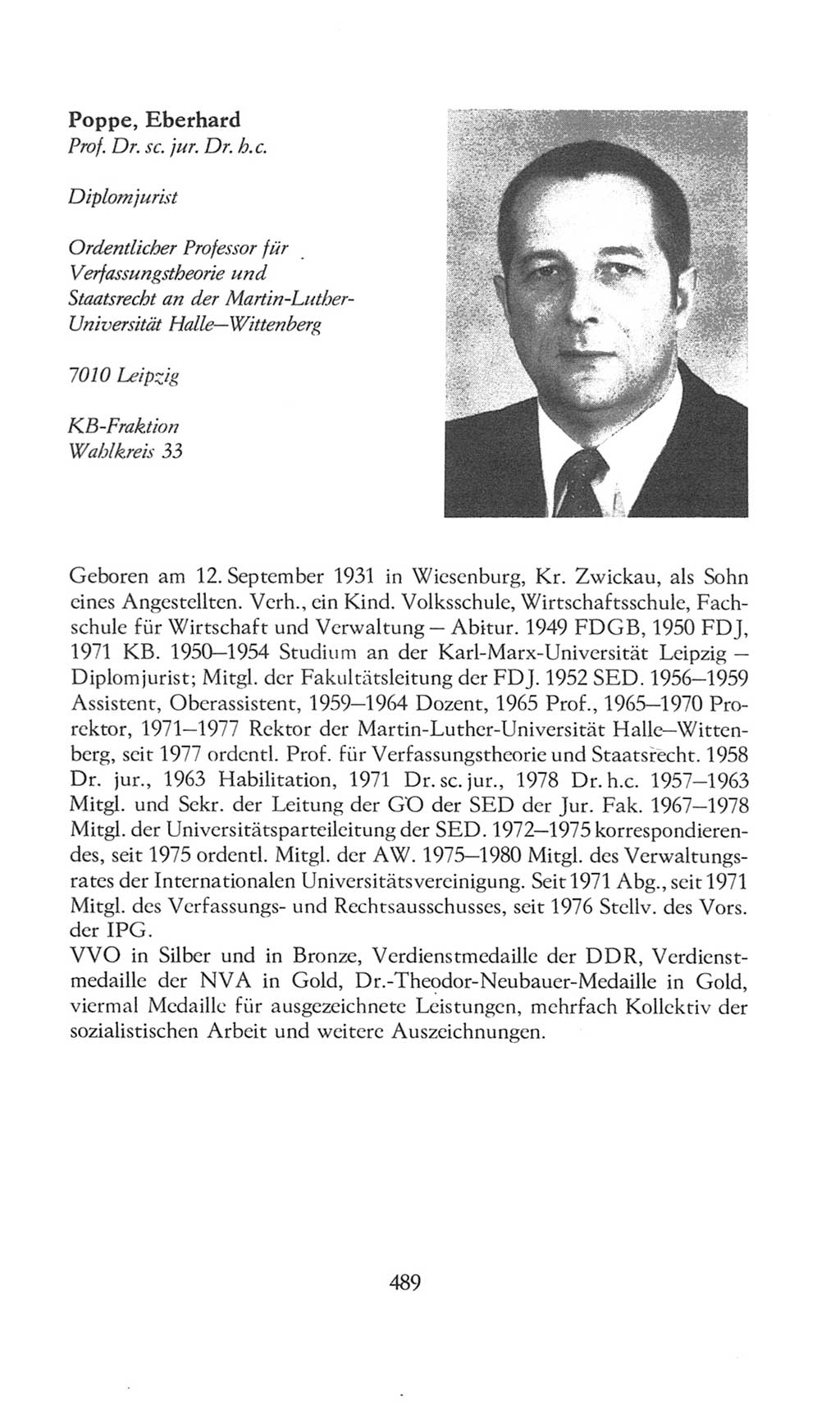 Volkskammer (VK) der Deutschen Demokratischen Republik (DDR), 8. Wahlperiode 1981-1986, Seite 489 (VK. DDR 8. WP. 1981-1986, S. 489)
