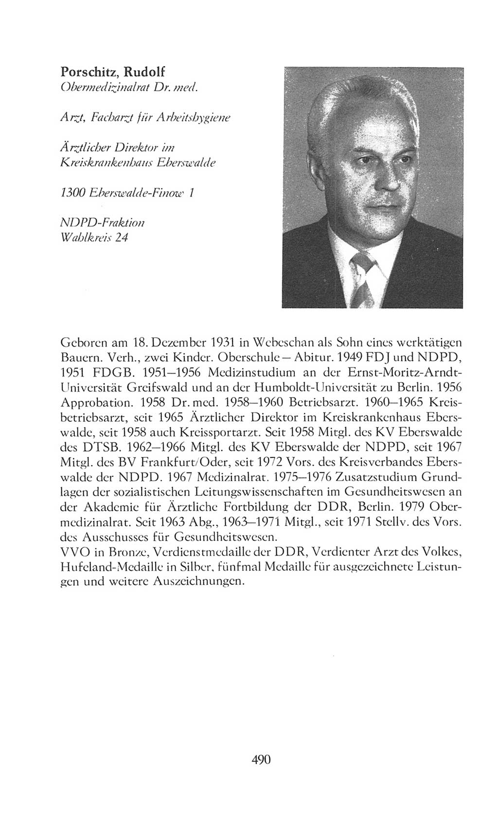 Volkskammer (VK) der Deutschen Demokratischen Republik (DDR), 8. Wahlperiode 1981-1986, Seite 490 (VK. DDR 8. WP. 1981-1986, S. 490)