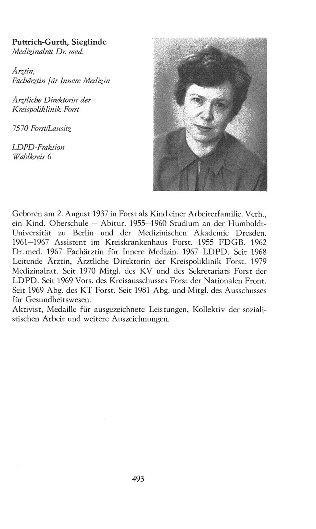 Volkskammer (VK) der Deutschen Demokratischen Republik (DDR), 8. Wahlperiode 1981-1986, Seite 493 (VK. DDR 8. WP. 1981-1986, S. 493)