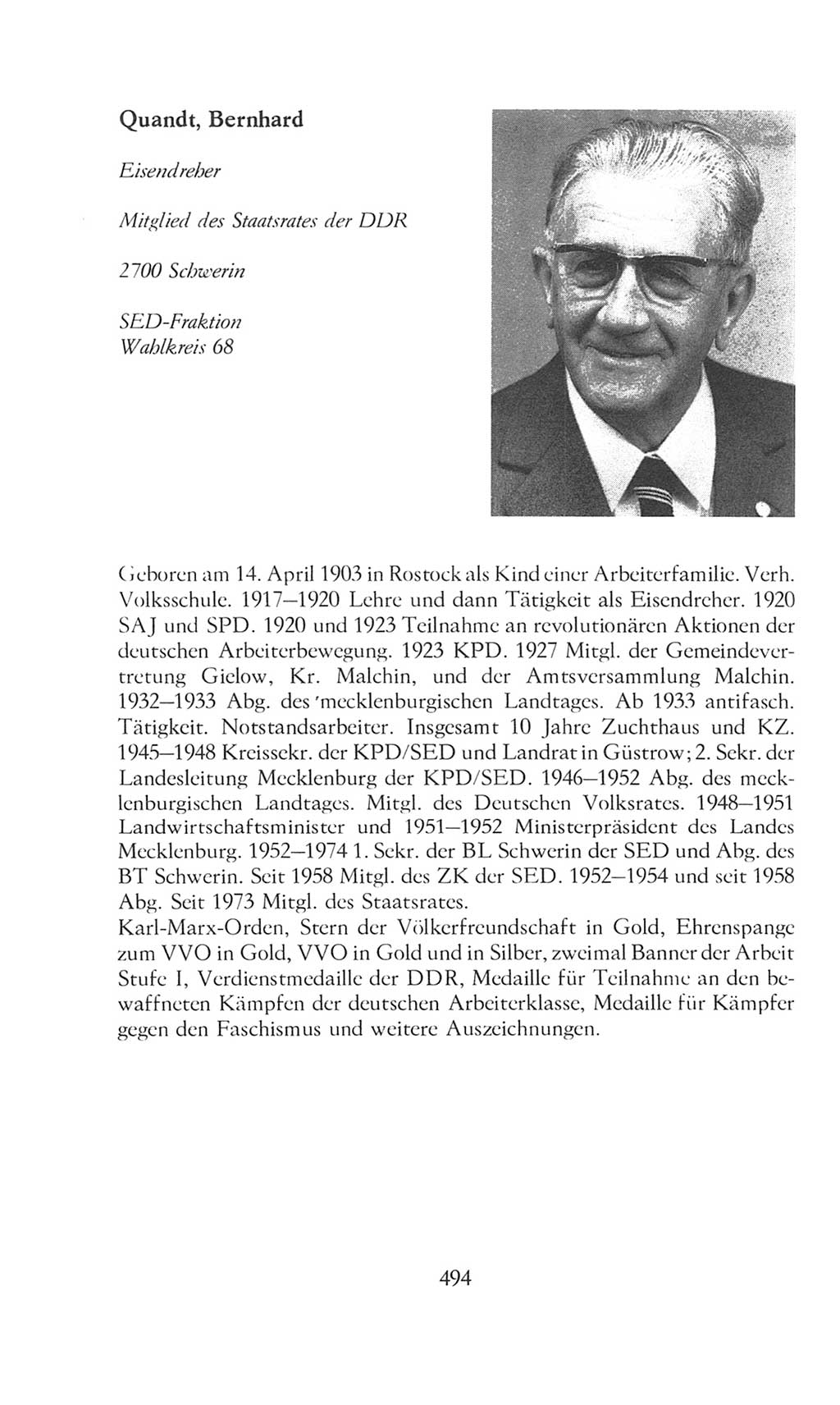 Volkskammer (VK) der Deutschen Demokratischen Republik (DDR), 8. Wahlperiode 1981-1986, Seite 494 (VK. DDR 8. WP. 1981-1986, S. 494)