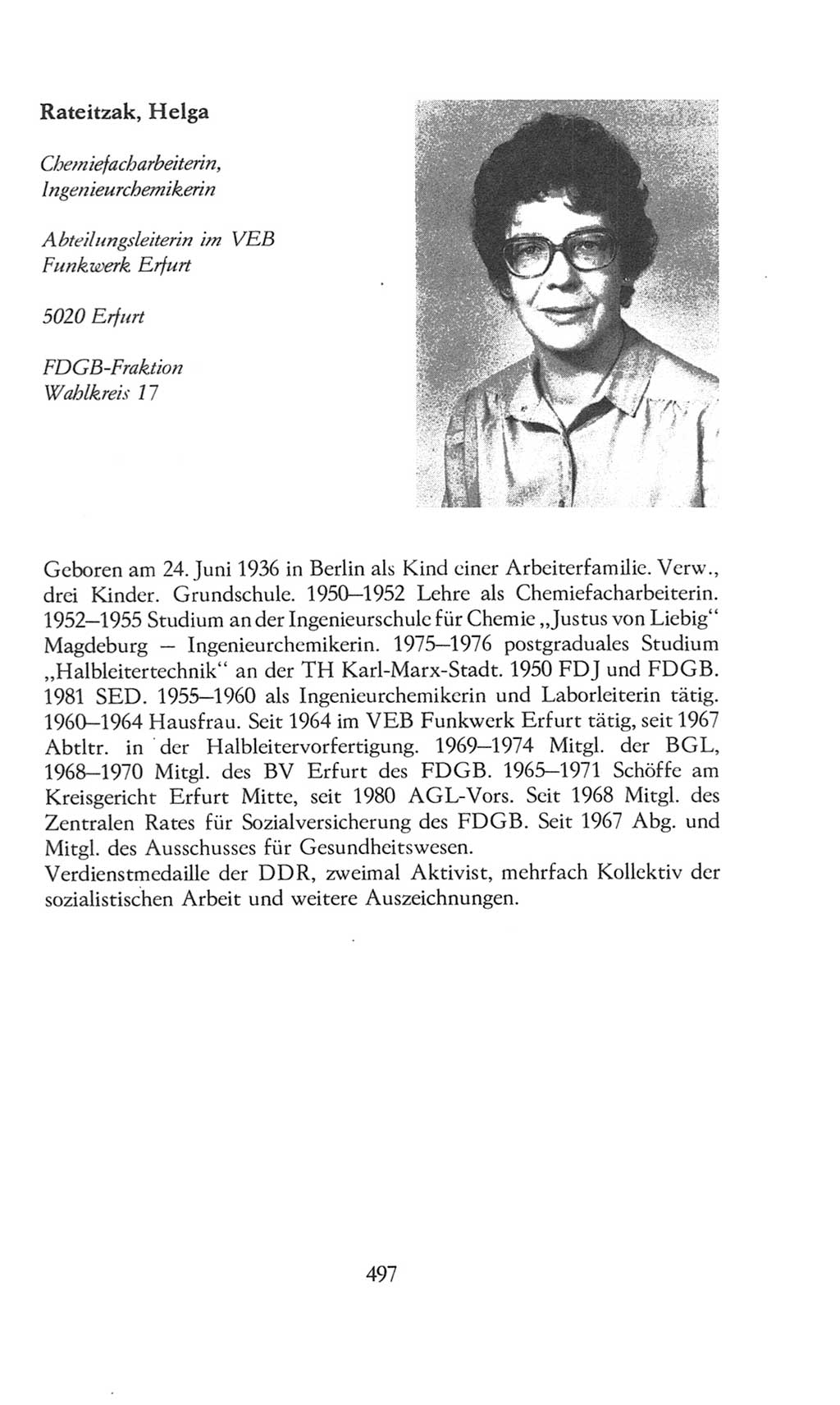 Volkskammer (VK) der Deutschen Demokratischen Republik (DDR), 8. Wahlperiode 1981-1986, Seite 497 (VK. DDR 8. WP. 1981-1986, S. 497)