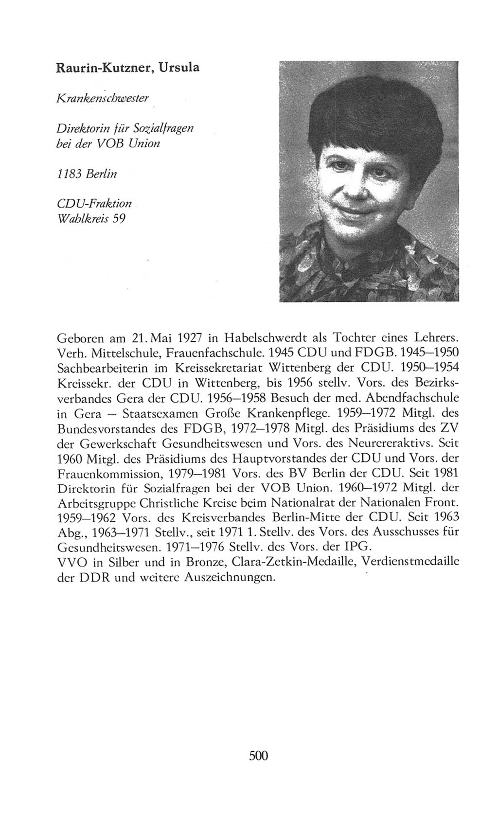 Volkskammer (VK) der Deutschen Demokratischen Republik (DDR), 8. Wahlperiode 1981-1986, Seite 500 (VK. DDR 8. WP. 1981-1986, S. 500)