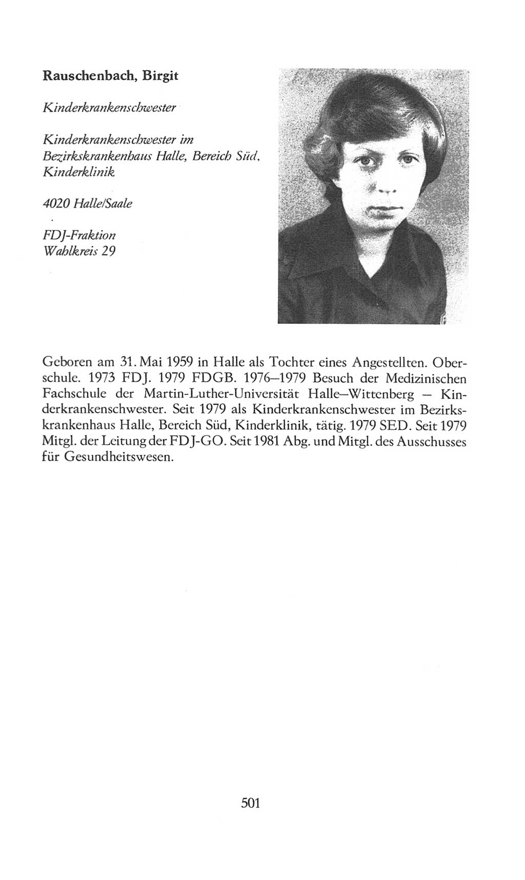 Volkskammer (VK) der Deutschen Demokratischen Republik (DDR), 8. Wahlperiode 1981-1986, Seite 501 (VK. DDR 8. WP. 1981-1986, S. 501)