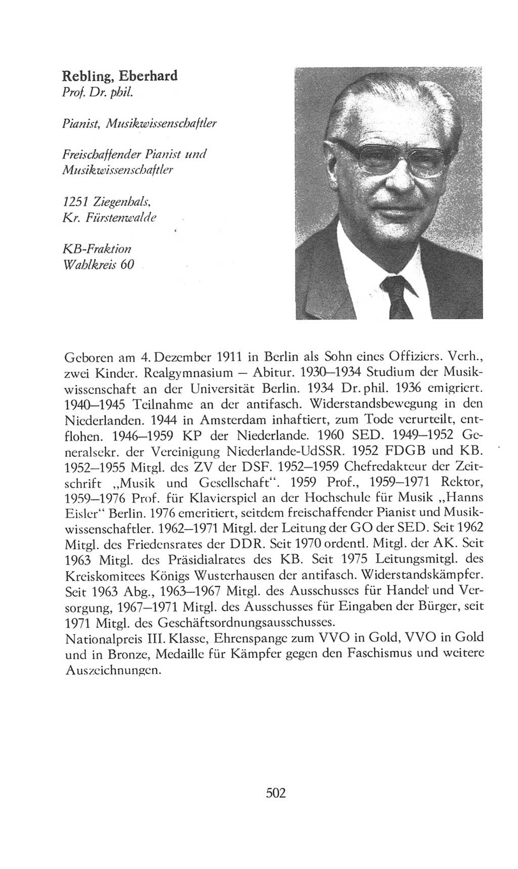 Volkskammer (VK) der Deutschen Demokratischen Republik (DDR), 8. Wahlperiode 1981-1986, Seite 502 (VK. DDR 8. WP. 1981-1986, S. 502)