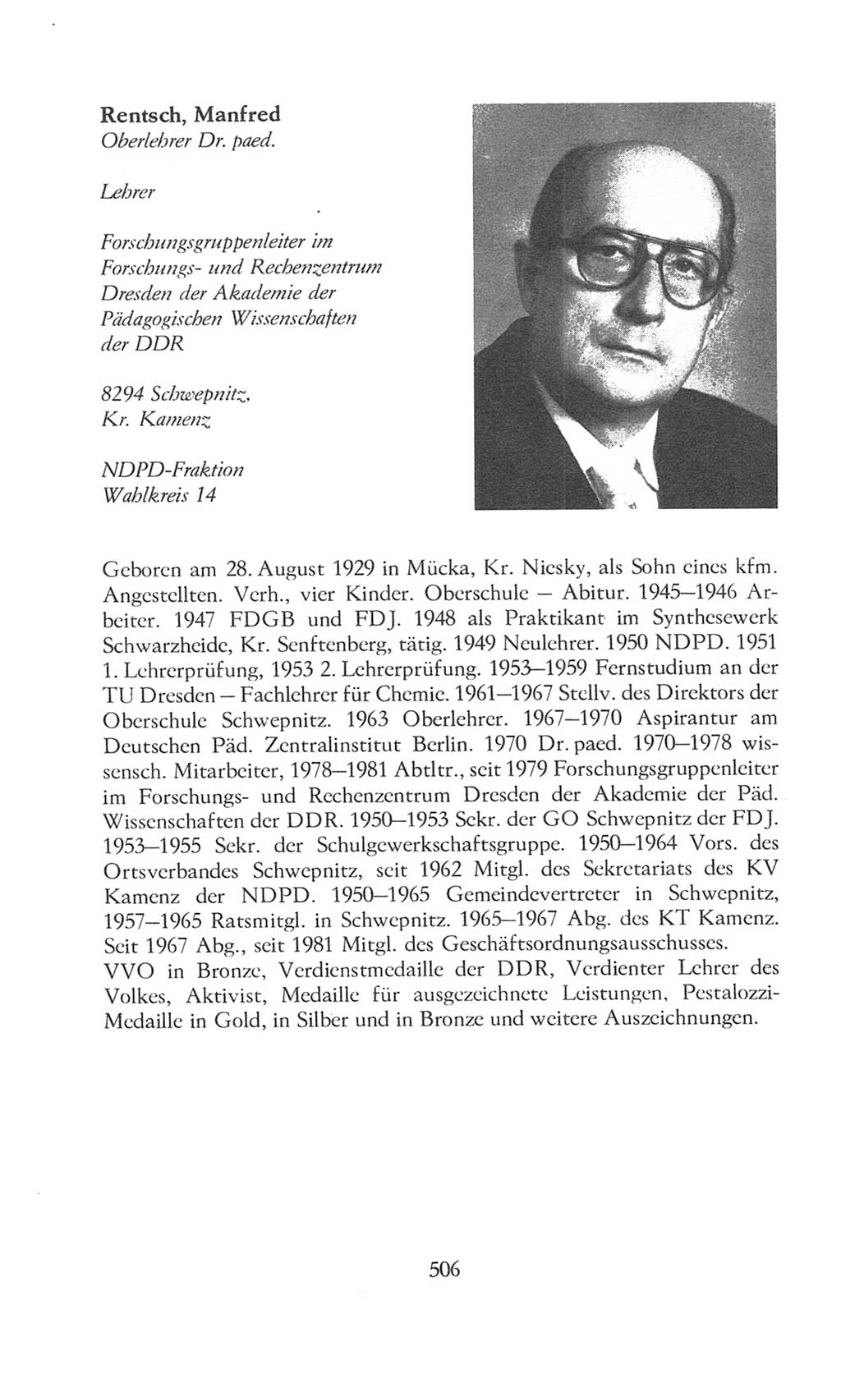 Volkskammer (VK) der Deutschen Demokratischen Republik (DDR), 8. Wahlperiode 1981-1986, Seite 506 (VK. DDR 8. WP. 1981-1986, S. 506)