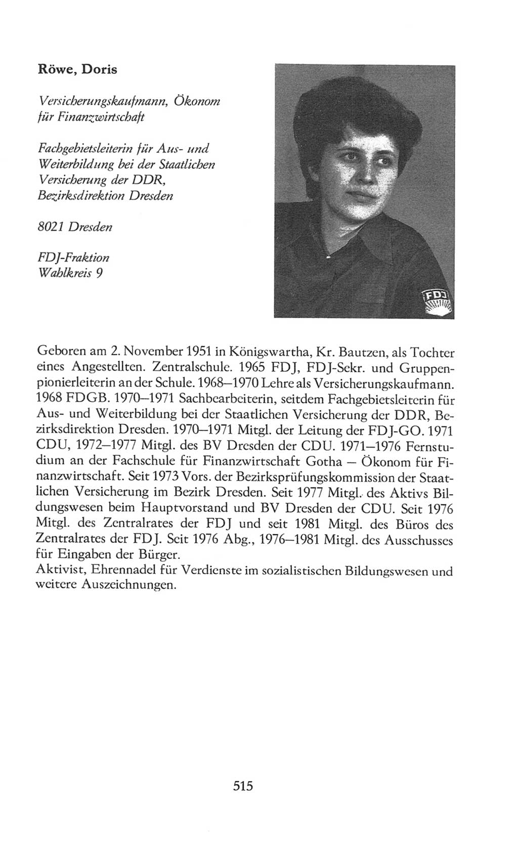 Volkskammer (VK) der Deutschen Demokratischen Republik (DDR), 8. Wahlperiode 1981-1986, Seite 515 (VK. DDR 8. WP. 1981-1986, S. 515)